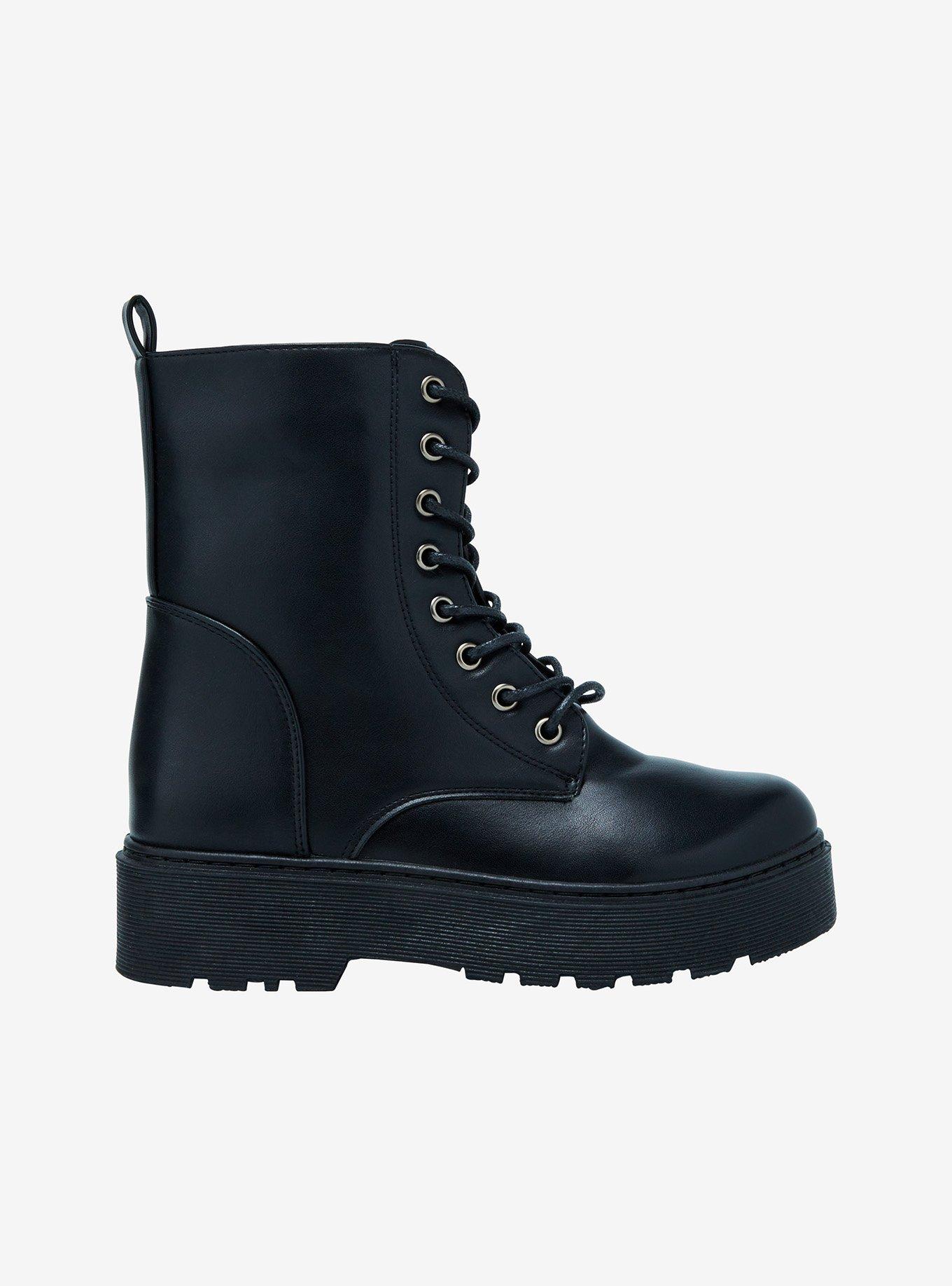 Yoki Black Combat Boots, MULTI, alternate