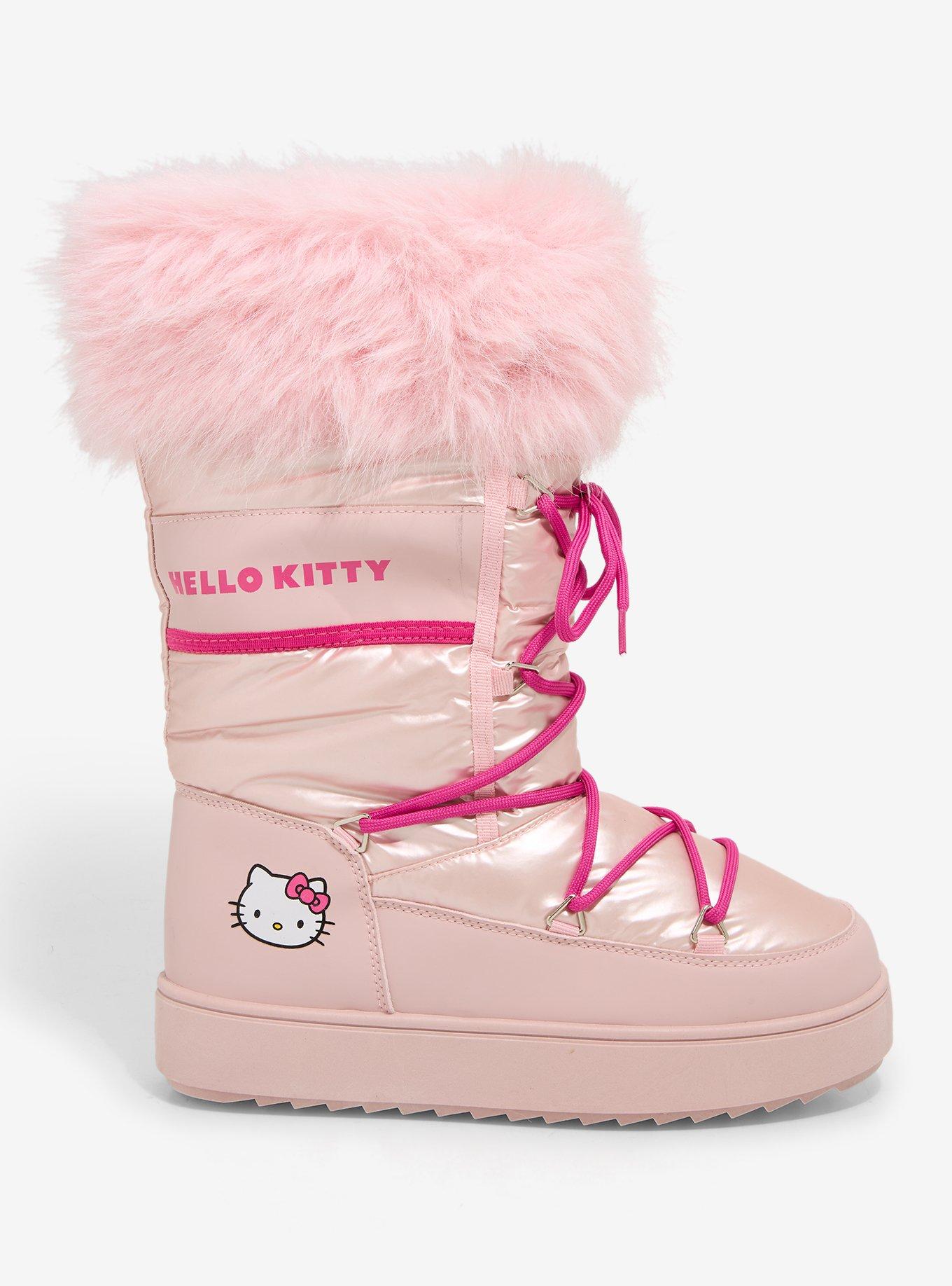 Hello Kitty Pink Fuzzy Puffer Boots, , hi-res