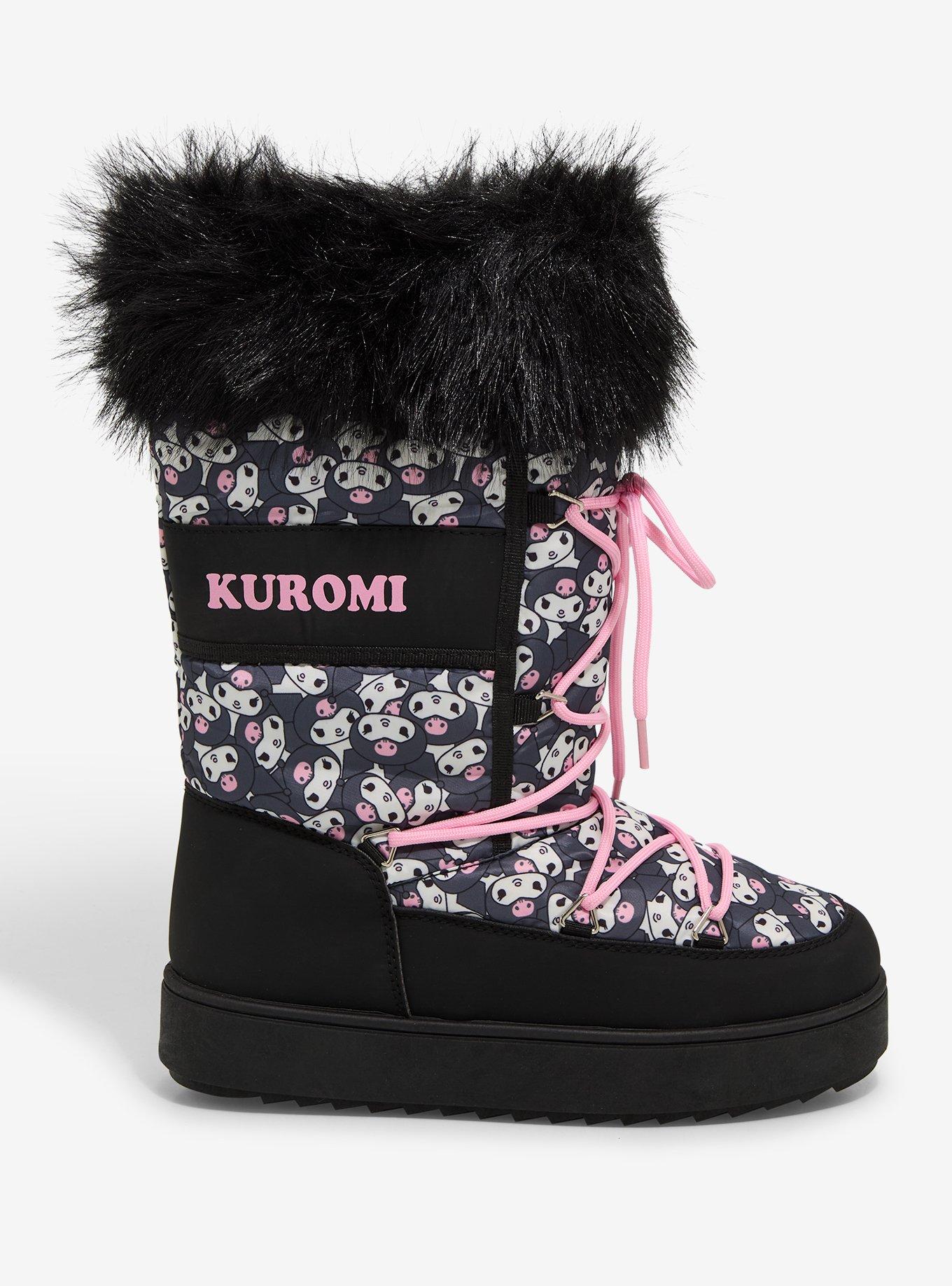 Kuromi Face Fuzzy Puffer Boots, , hi-res