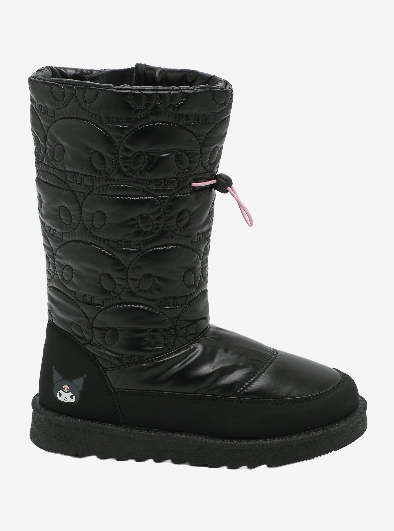 Kuromi Skull Black Puffer Boots, , hi-res