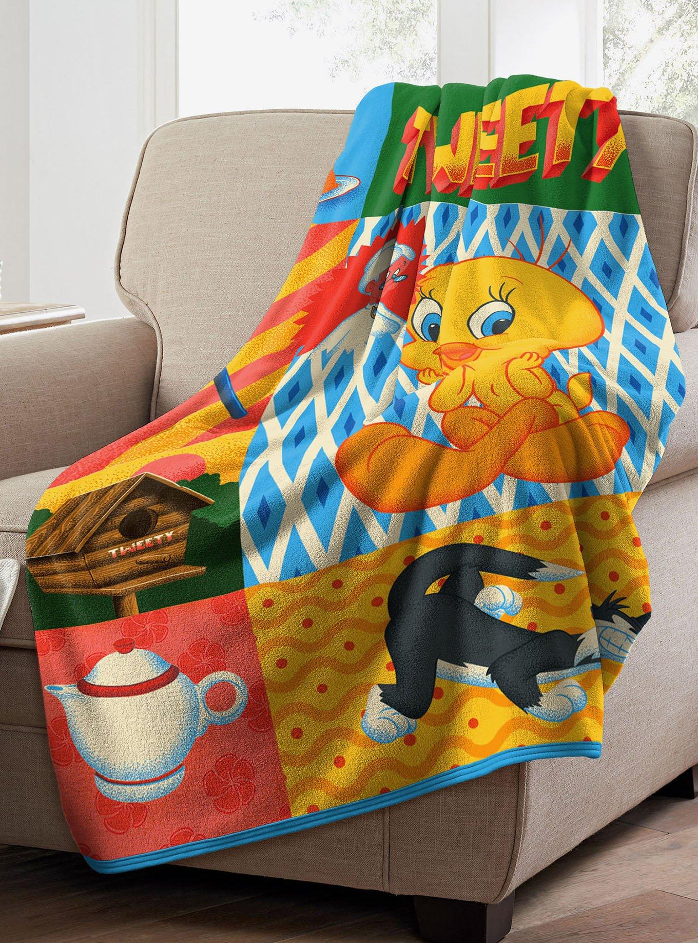 Looney Tunes Artsy Tweety Micro Raschel Throw, , alternate - view 3