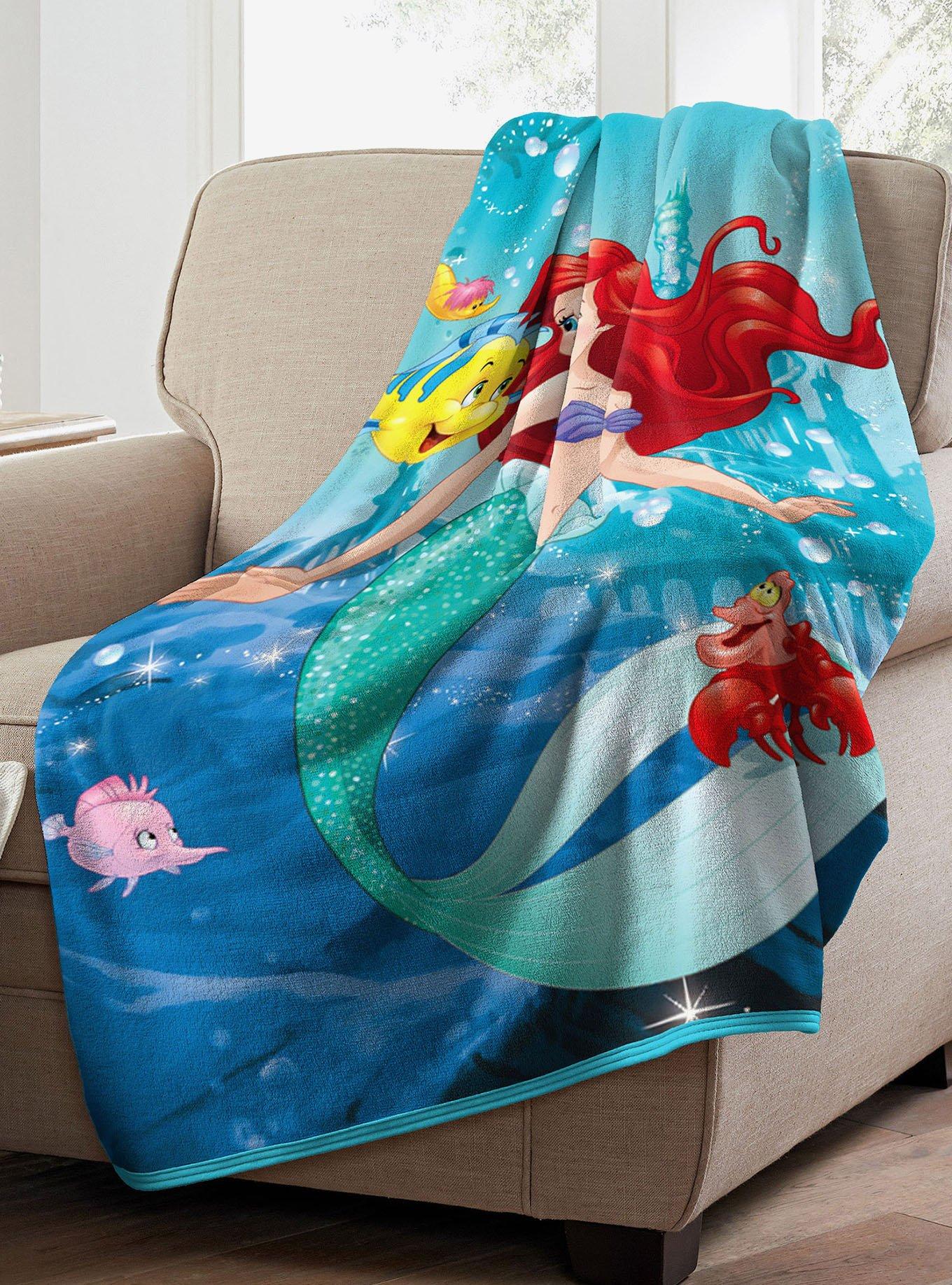 Disney The Little Mermaid Ariel Floatie Friends Micro Raschel Throw, , alternate