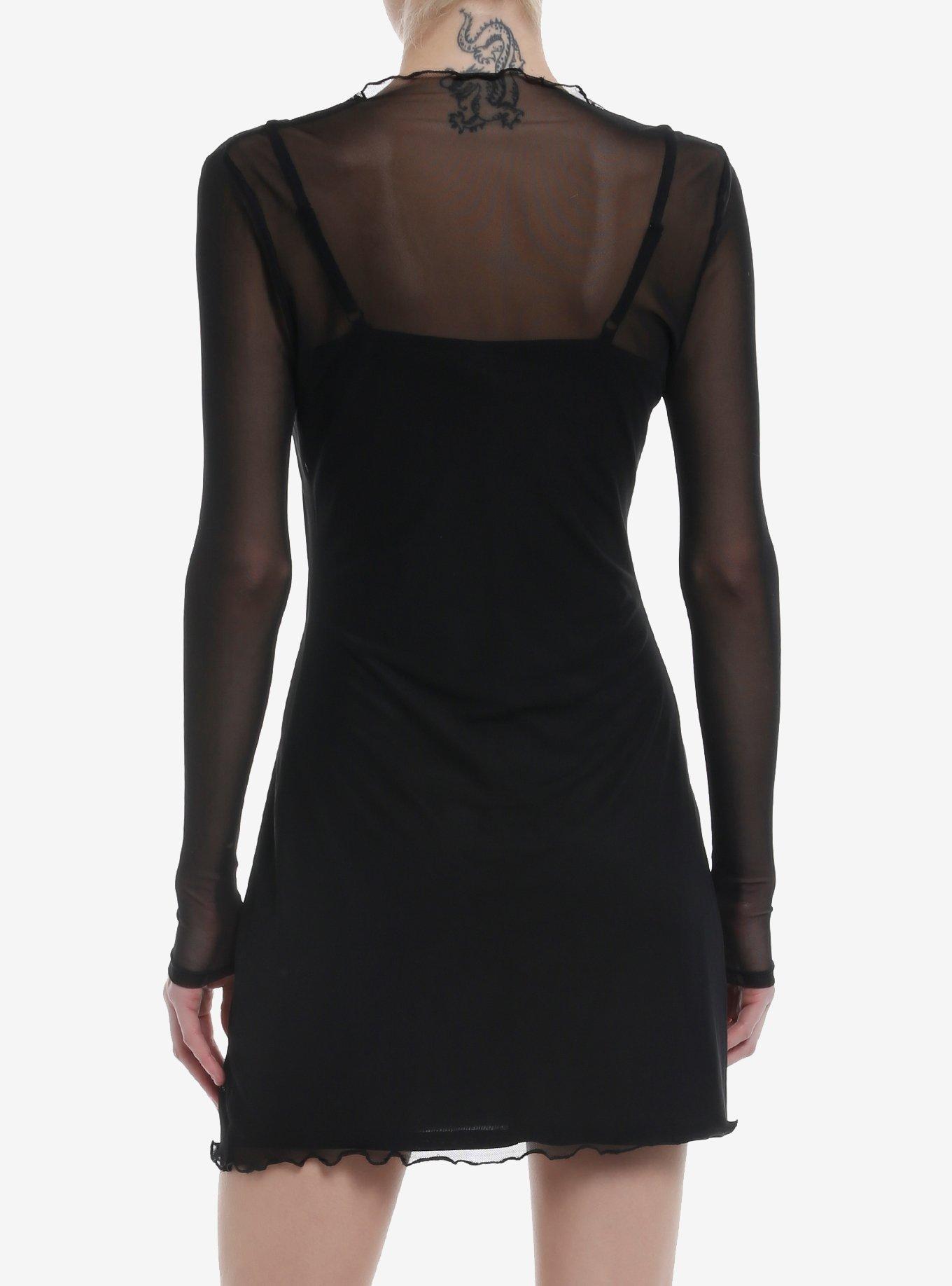 Punk Graphic Mesh Twofer Cami Dress, , alternate