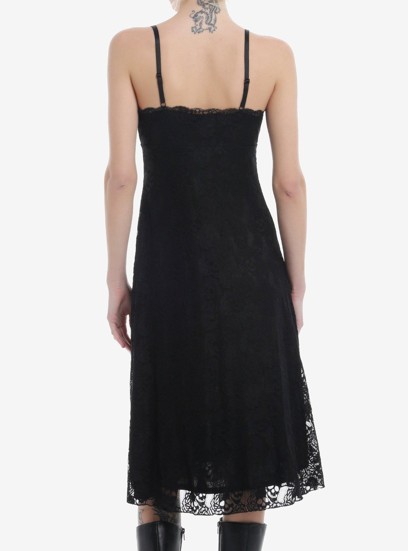 Cosmic Aura Skull Lace Midaxi Slip Dress, BLACK, alternate