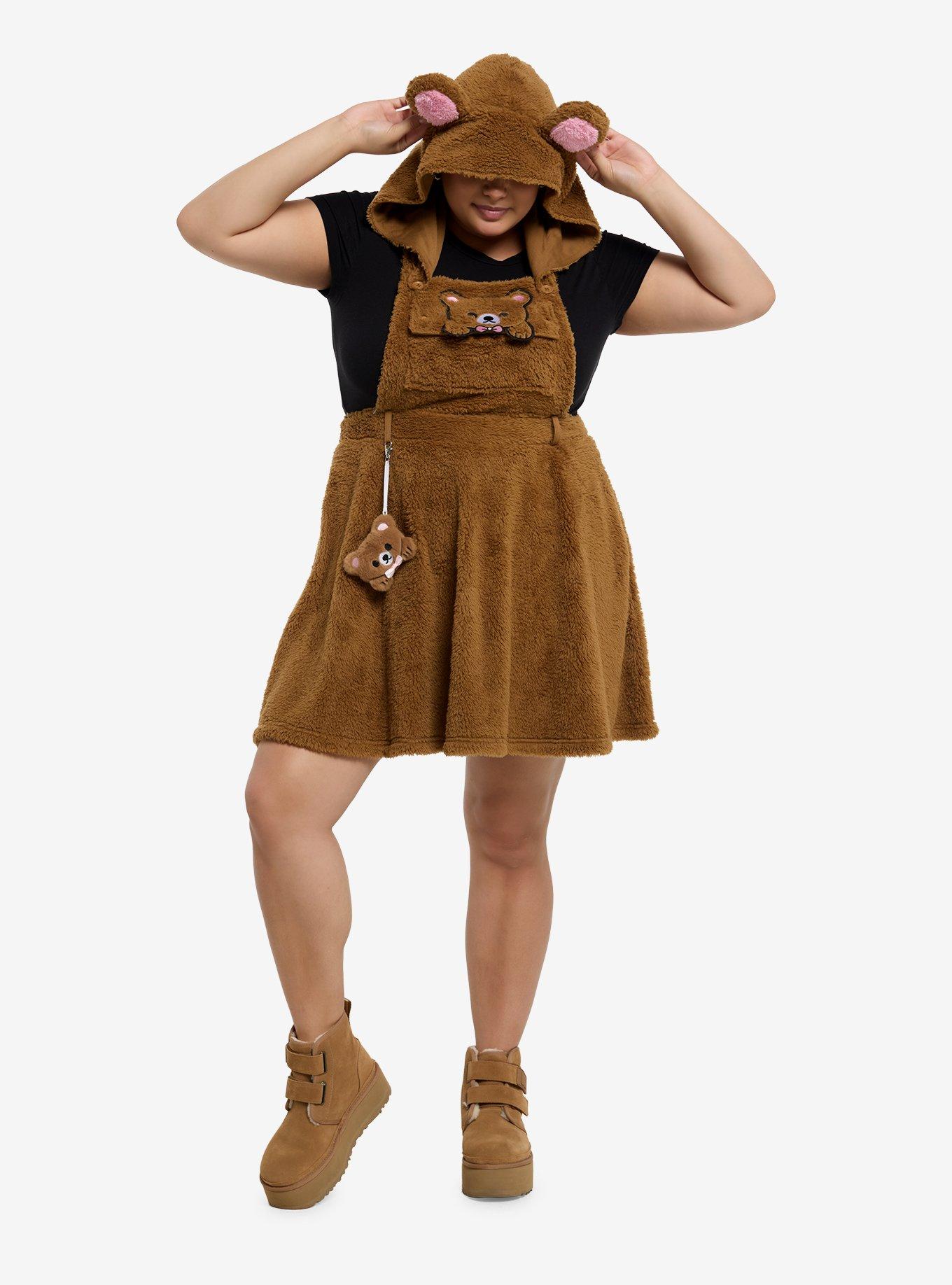 Sweet Society Brown Bear Cosplay Hooded Skirtall Plus Size, , hi-res