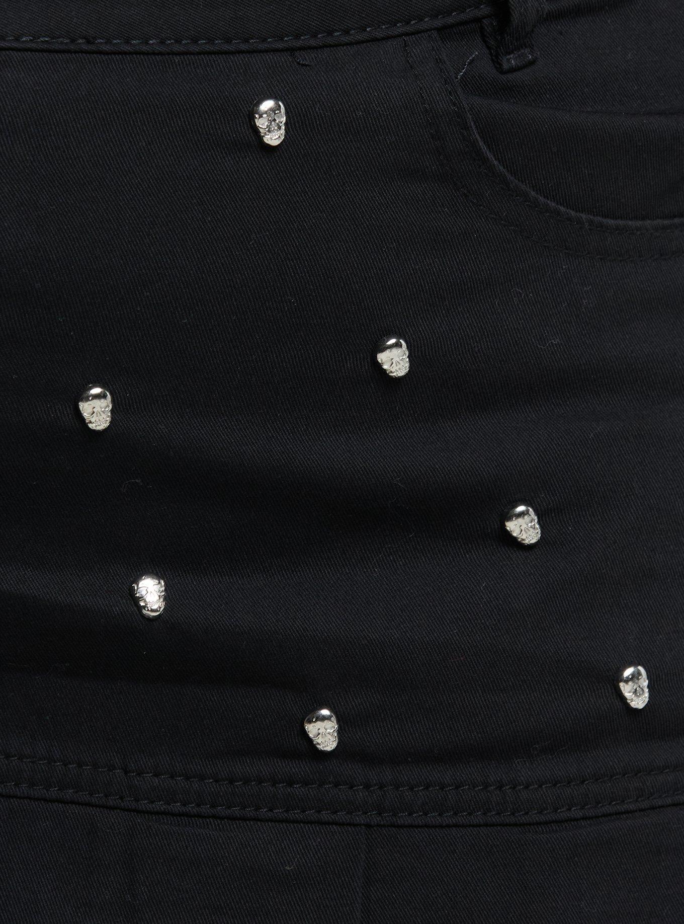 Social Collision Skull Studded Black Mini Skirt Plus Size, BLACK, alternate