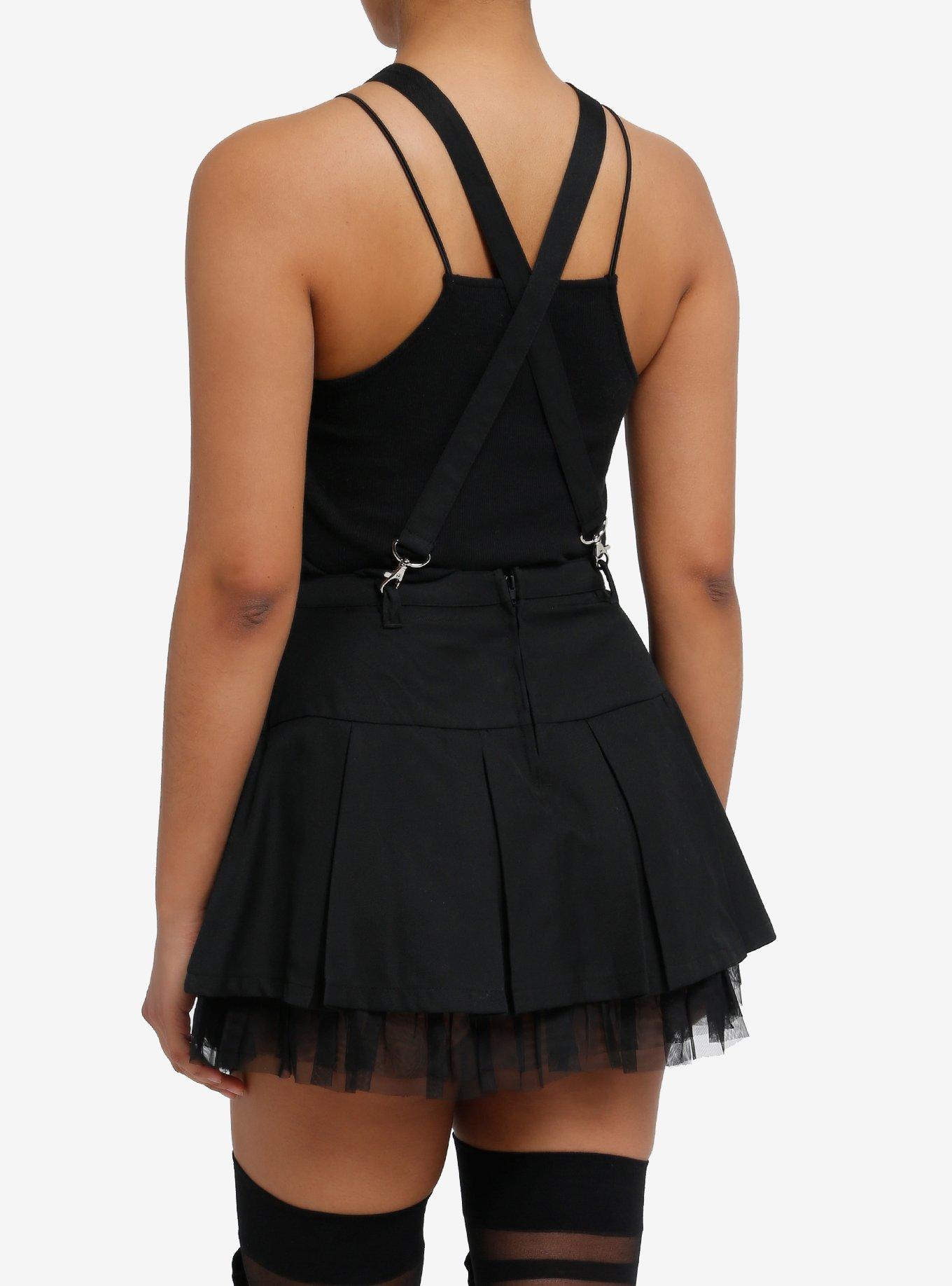 Social Collision Black Pyramid Stud Suspender Skirt, BLACK, alternate