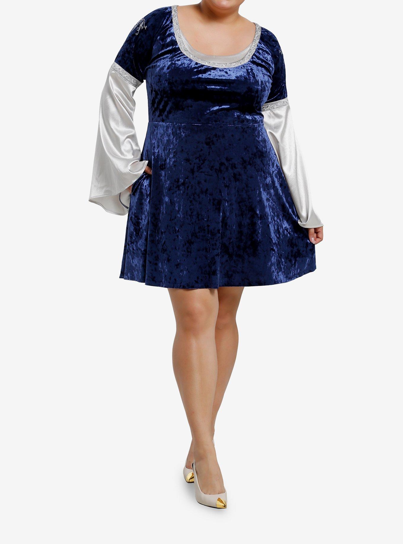 The Lord Of The Rings Arwen Velvet Bell Sleeve Dress Plus Size, , hi-res