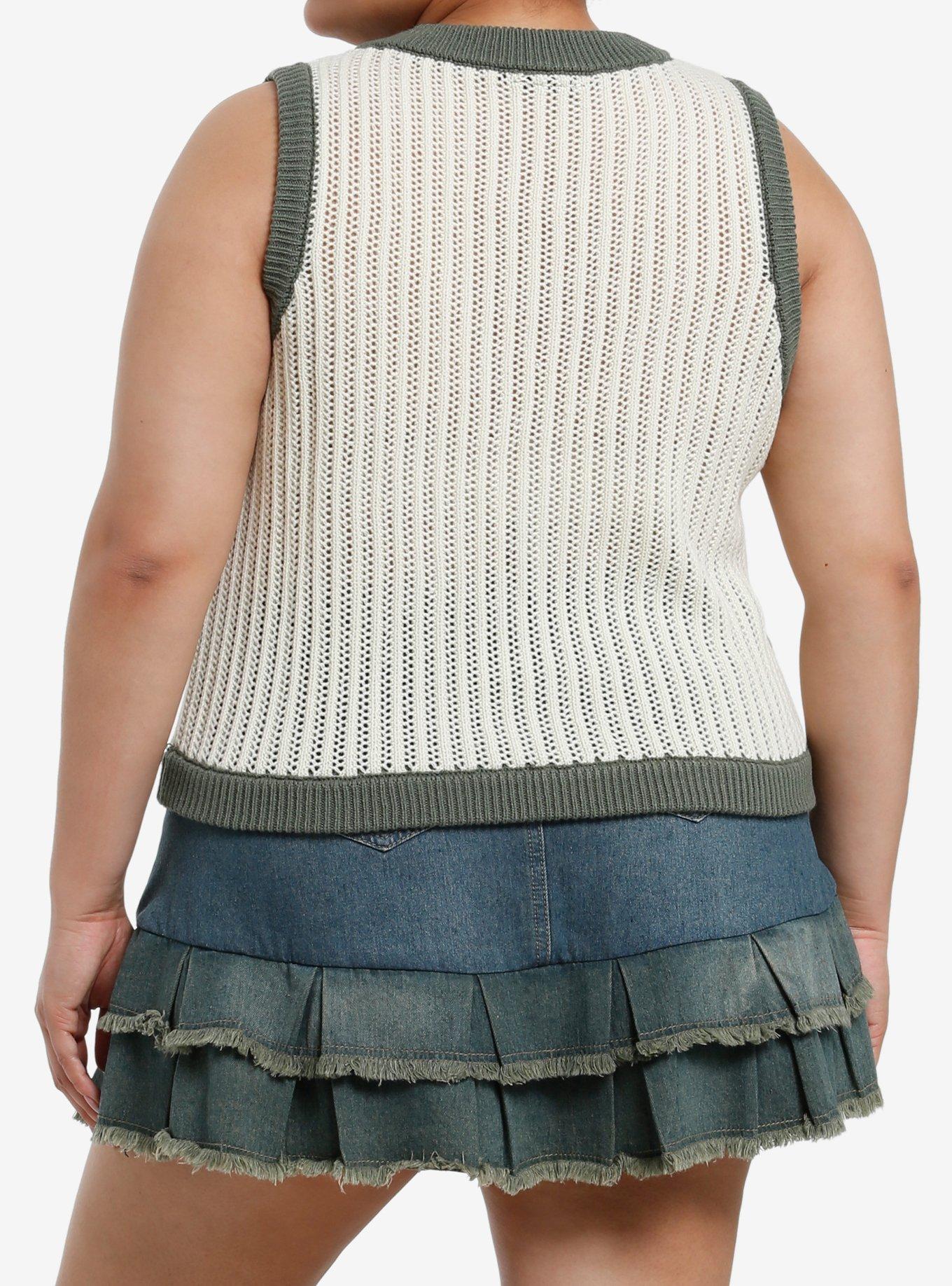 The Lord Of The Rings Icons Girls Crop Sweater Vest Plus Size, OLIVE, alternate