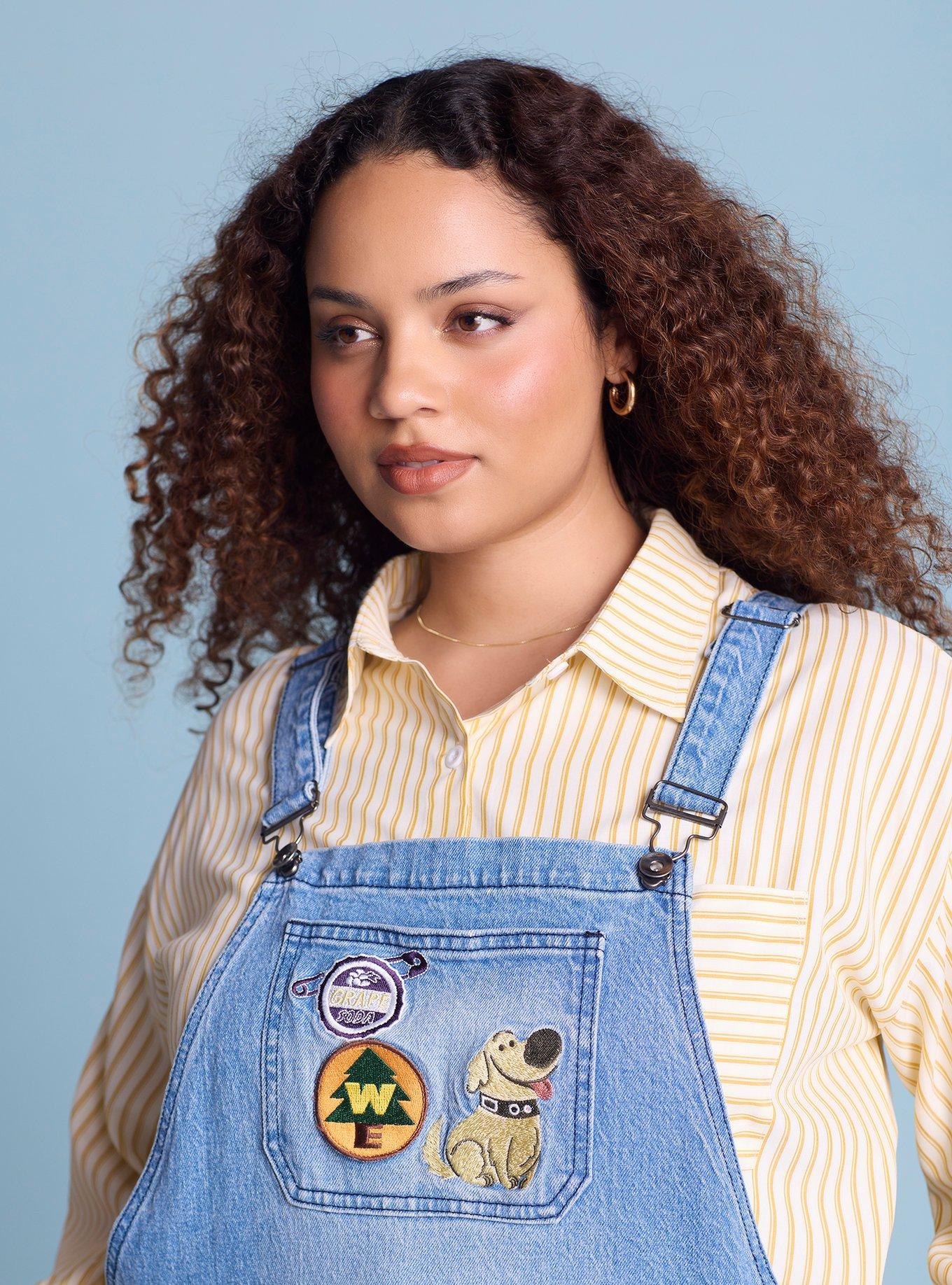 Disney Pixar Up Character Patchwork Women's Plus Size Overalls - BoxLunch Exclusive, DENIM, alternate