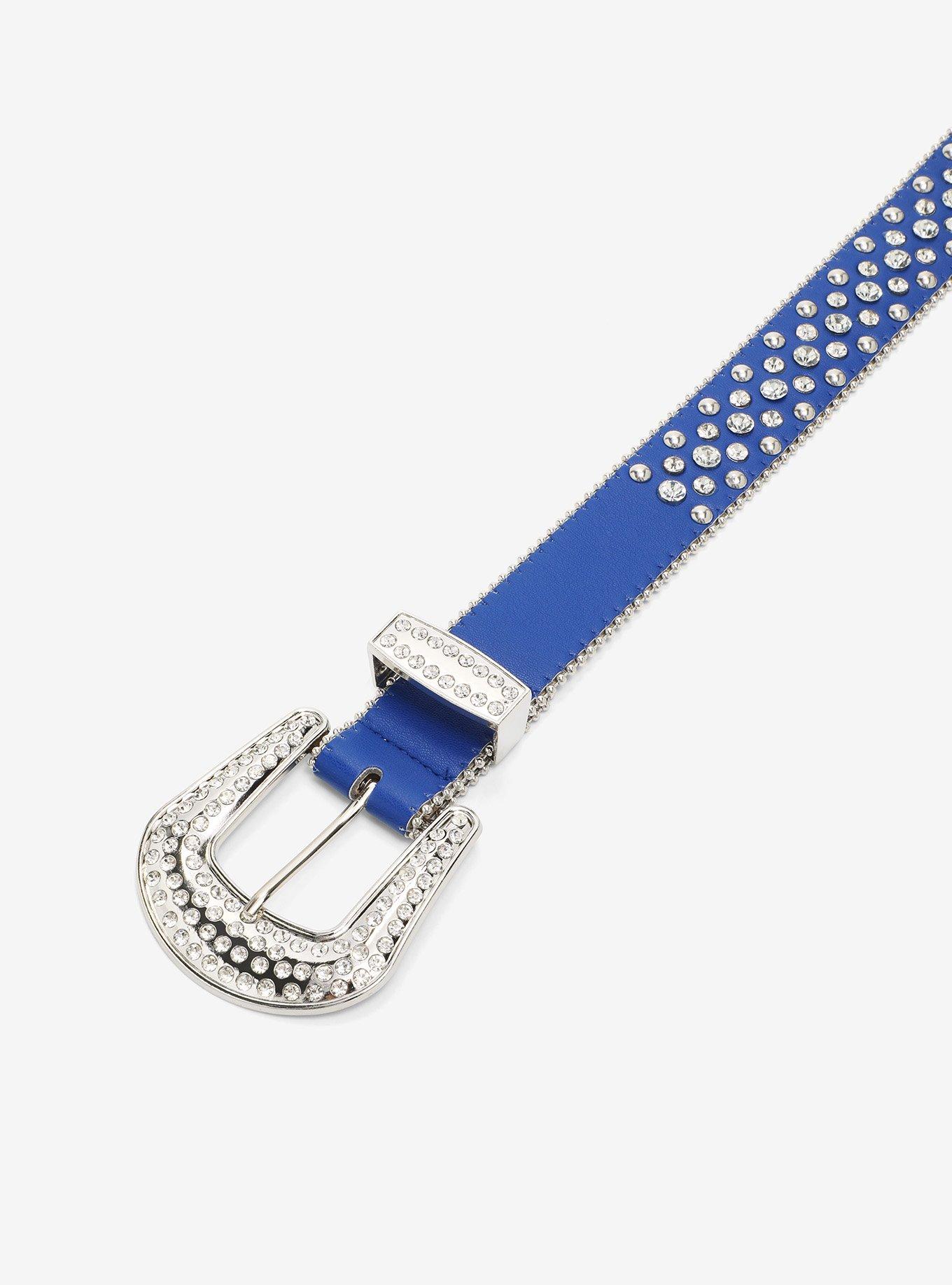 Royal Blue Bling Western Belt