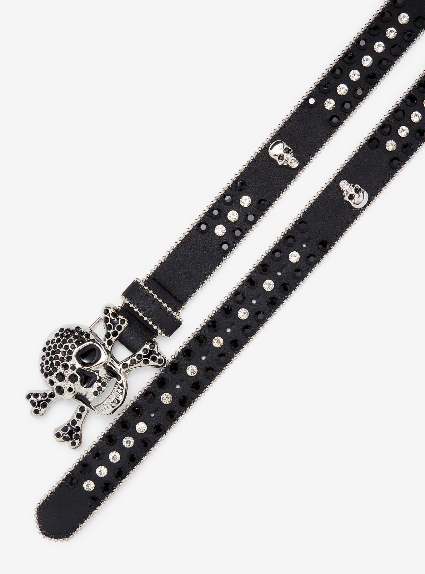 Black Skull & Crossbones Bling Belt, , hi-res