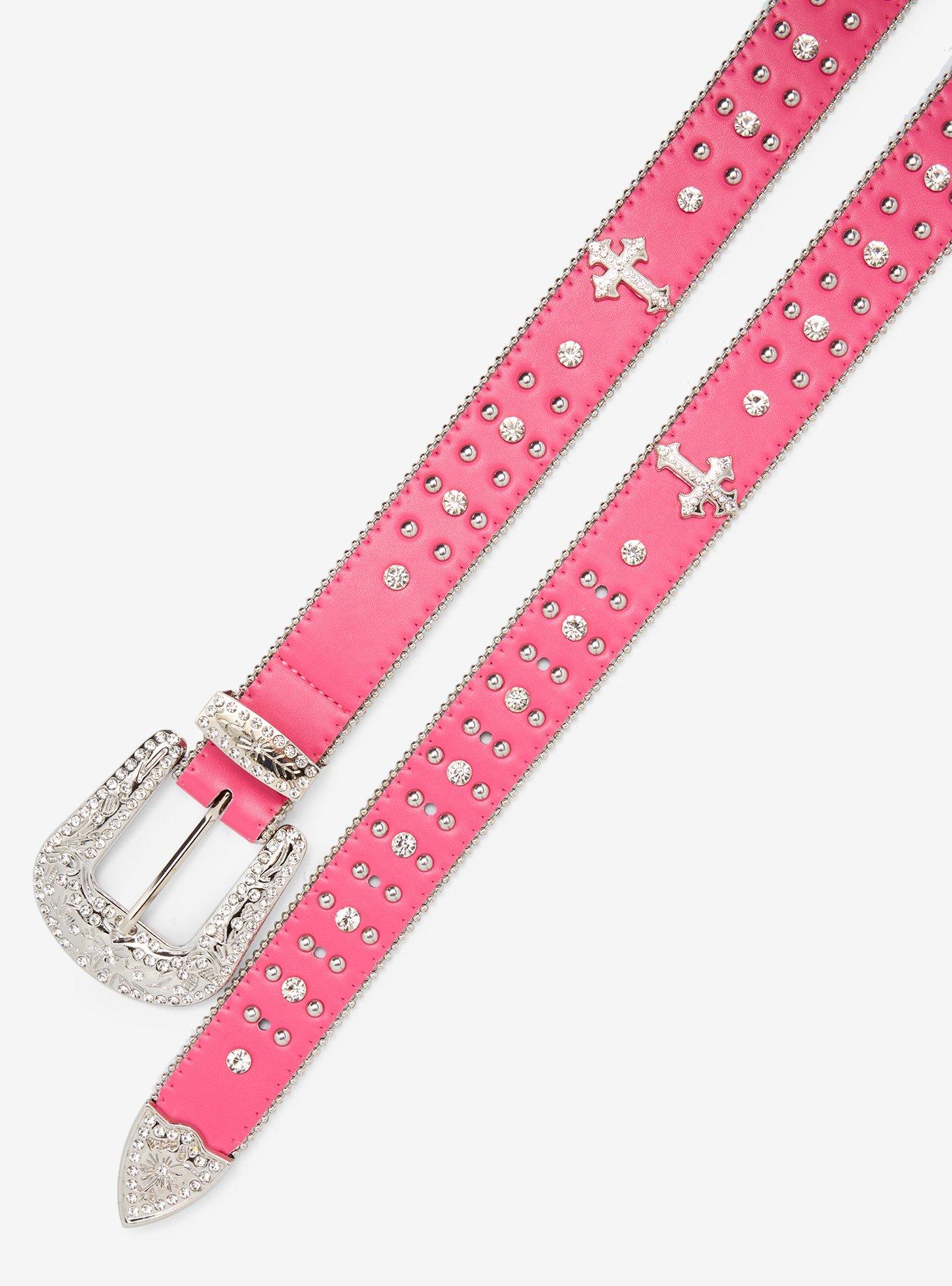 Hot Pink Cross Bling Western Belt, , hi-res