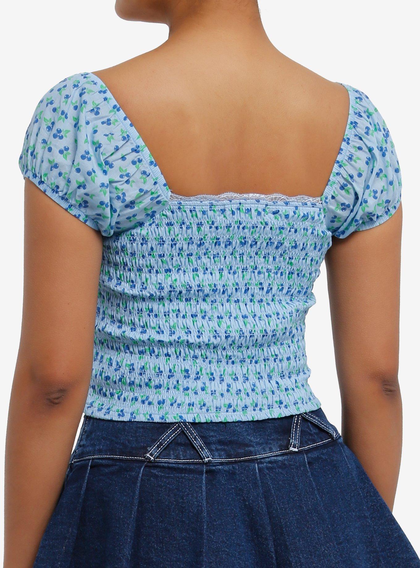 Sweet Society Blueberry Smock Girls Crop Top, BLUE, alternate