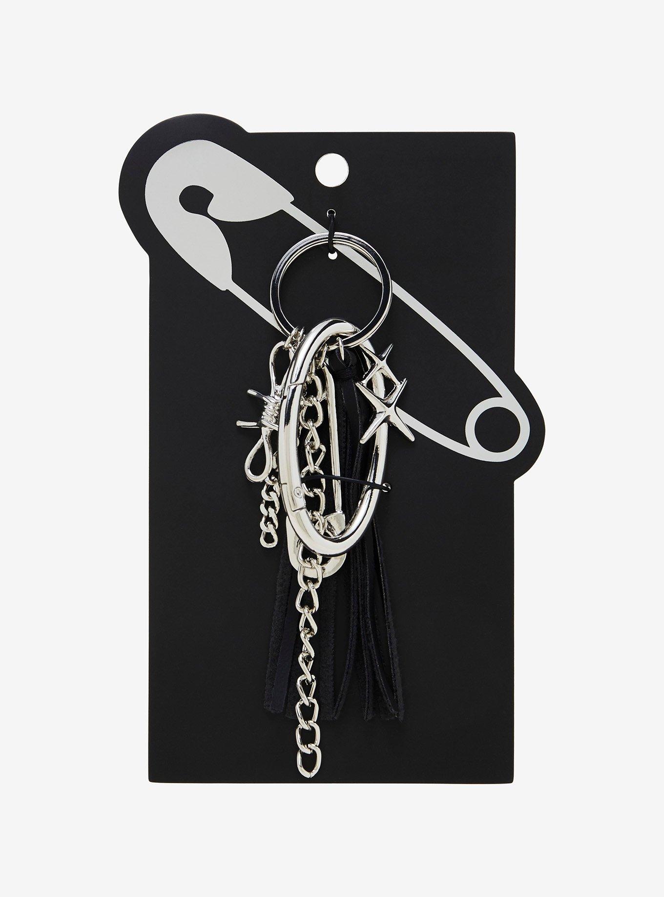Safety Pin Barbed Wire Chain Key Chain, , alternate