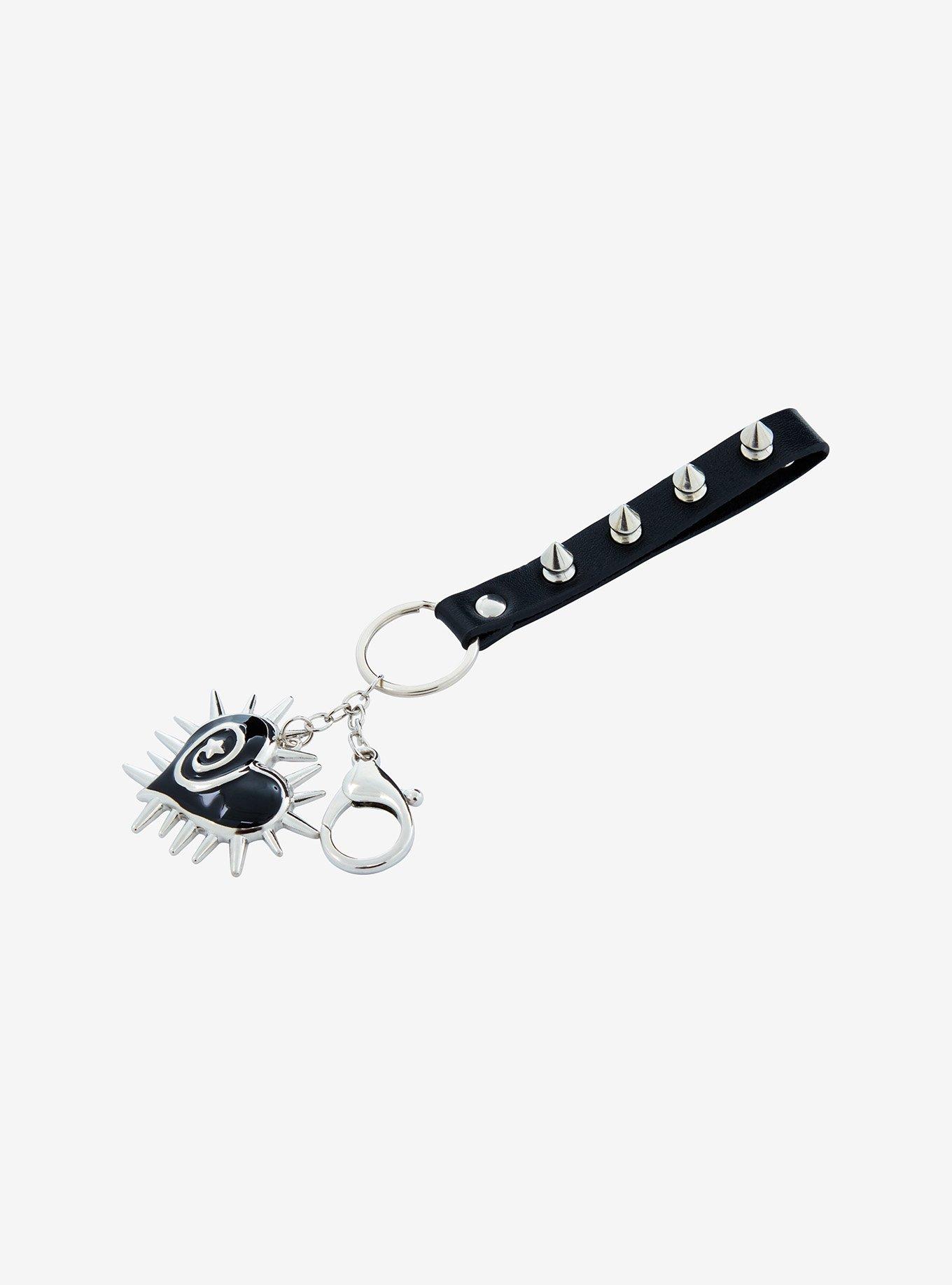 Spiky Heart Wrist Lanyard Key Chain, , alternate