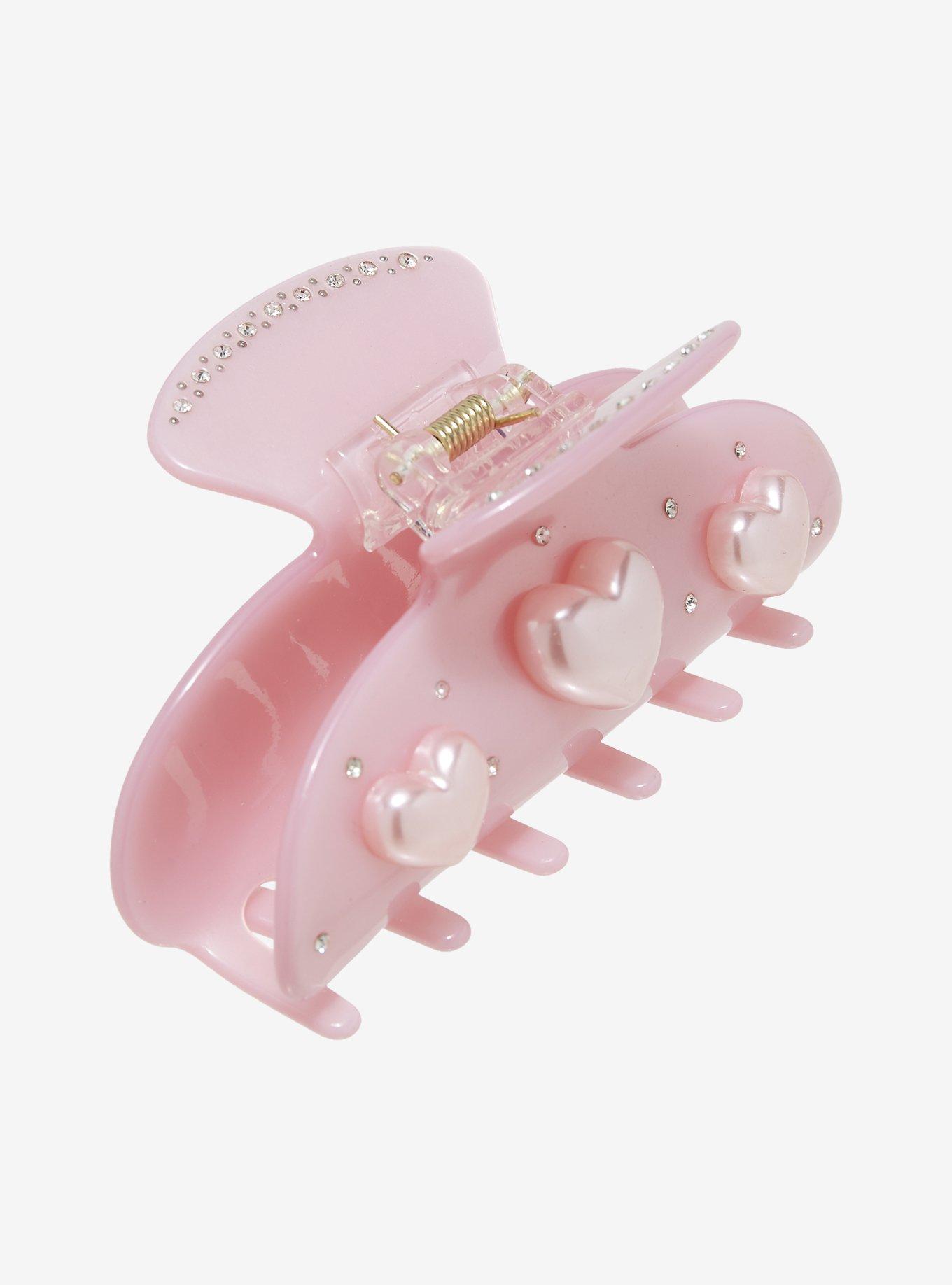 Sweet Society Pink Heart Rhinestone Claw Hair Clip, , alternate