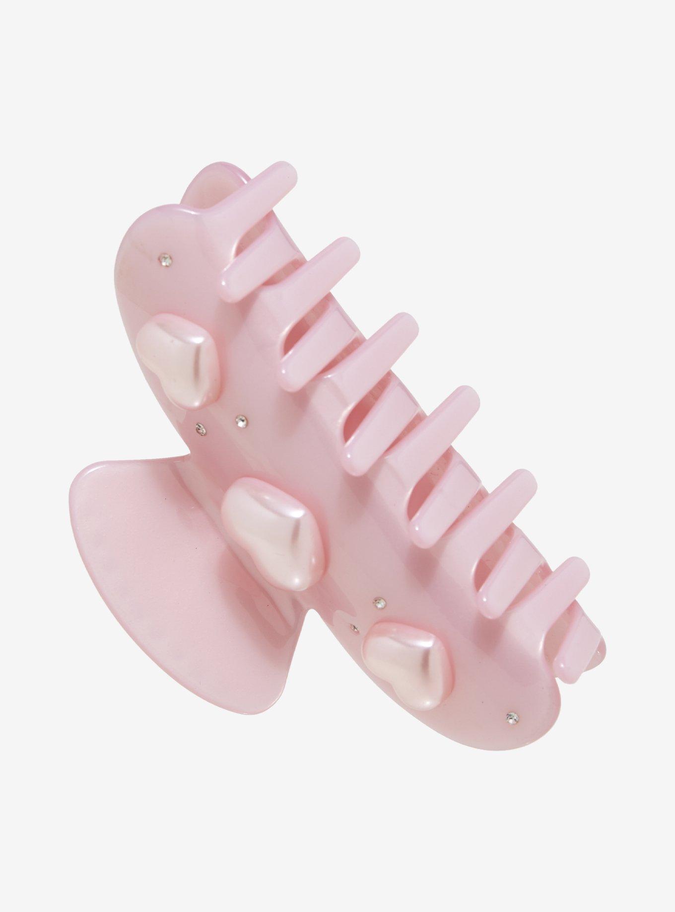 Sweet Society Pink Heart Rhinestone Claw Hair Clip, , alternate