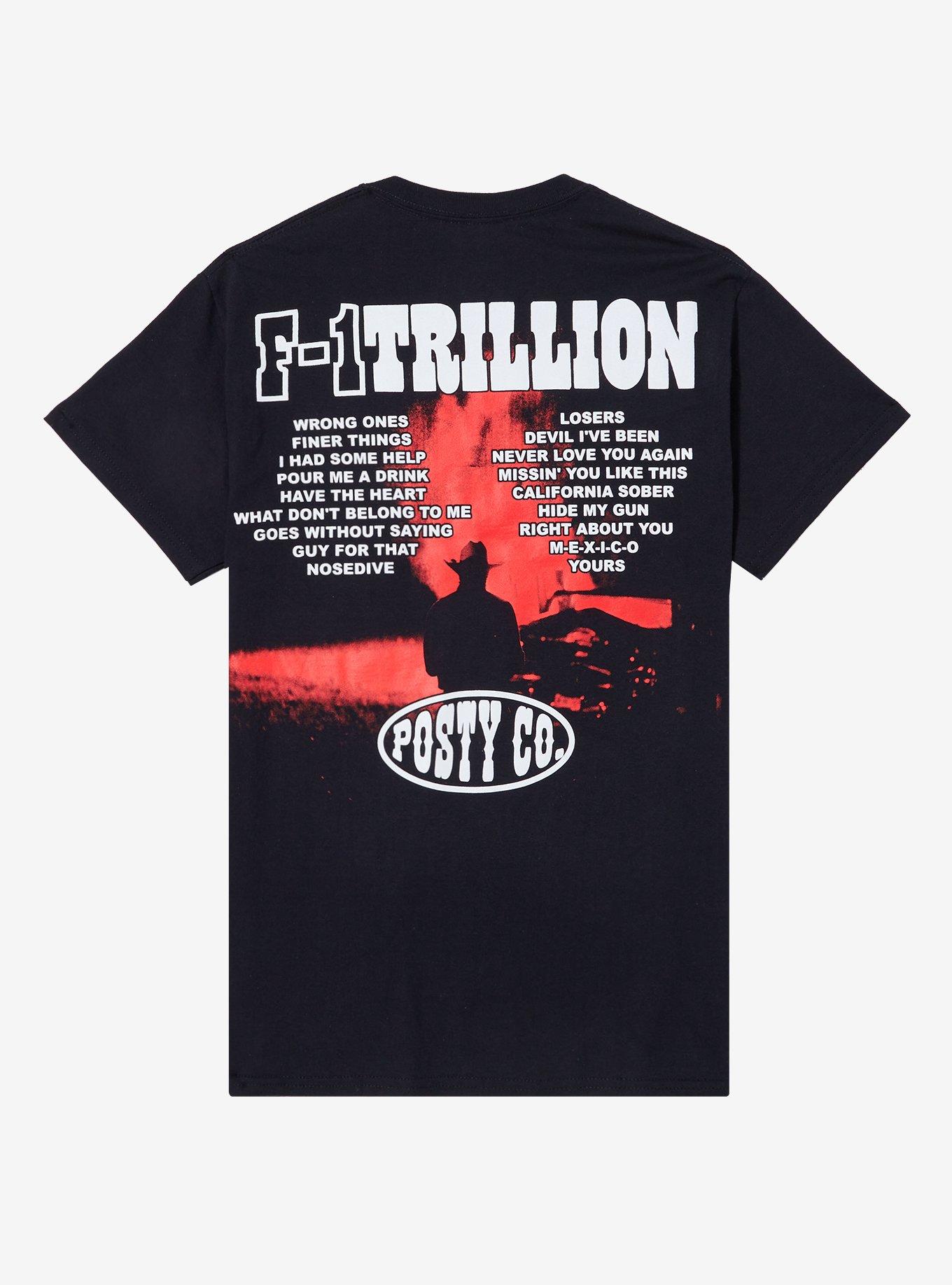 Post Malone F-1 Trillion Tracklist Boyfriend Fit Girls T-Shirt, , hi-res