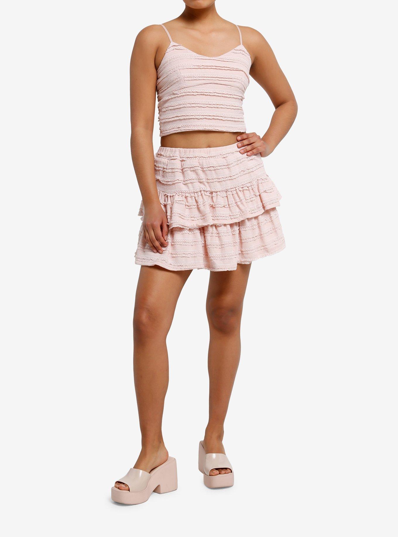 Rose Lace Trim Cami & Skirt Set, ROSE, alternate