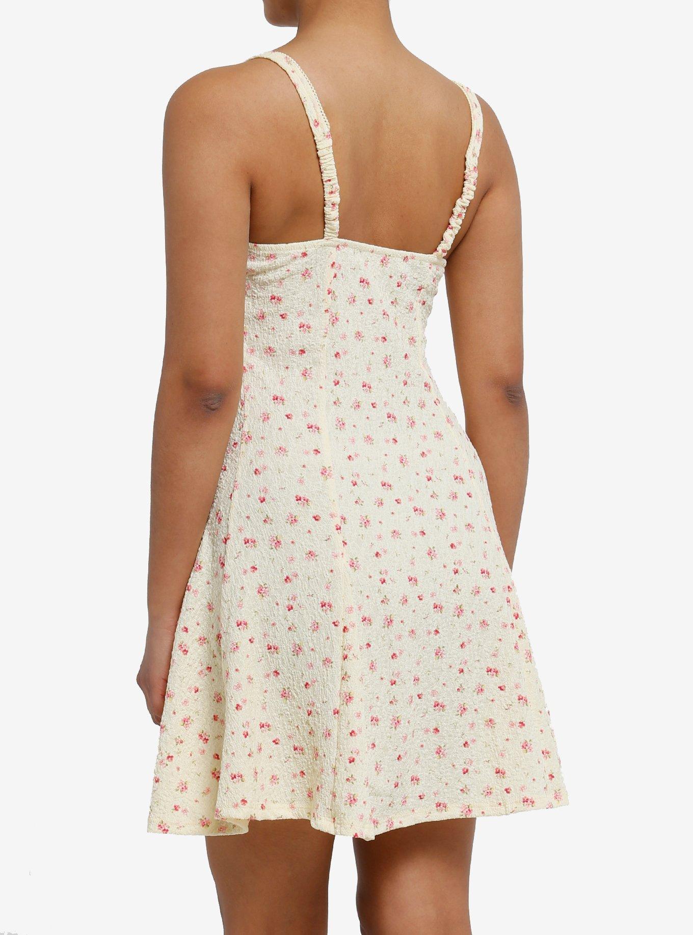Pink & Yellow Ditsy Floral Sweetheart Dress, PINK, alternate