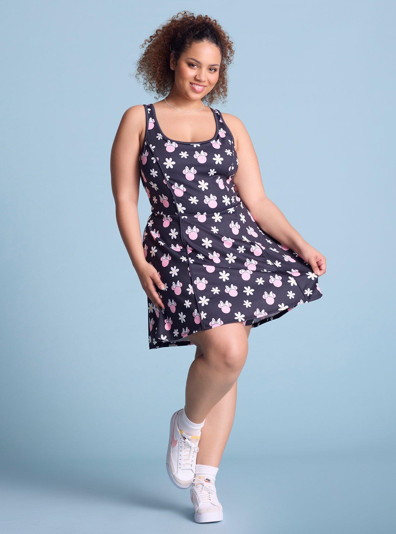 Disney Minnie Mouse Floral Allover Print Active Dress Plus Size, , hi-res