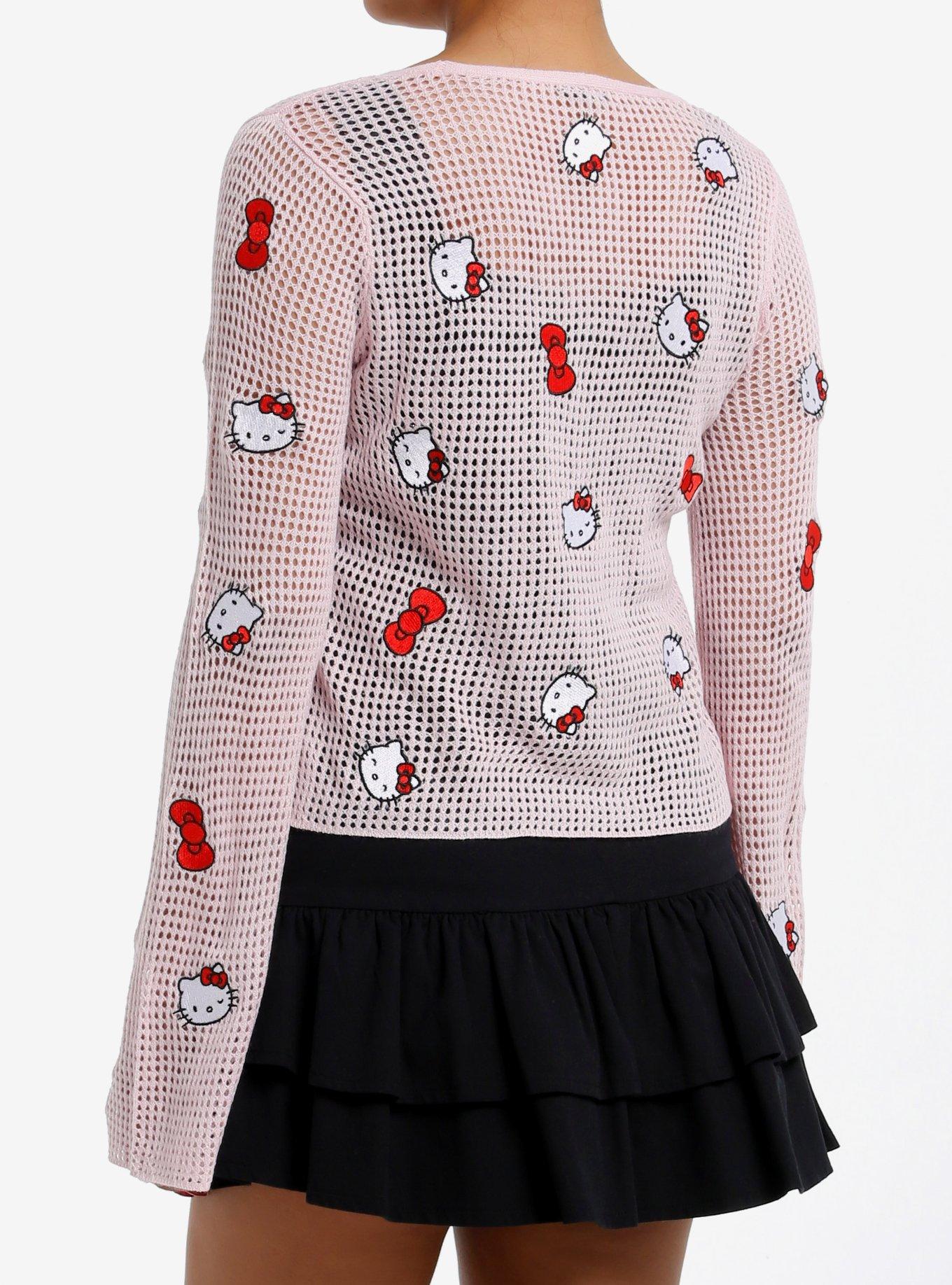 Hello Kitty Bow Tie-Front Girls Knit Long-Sleeve Top, MULTI, alternate