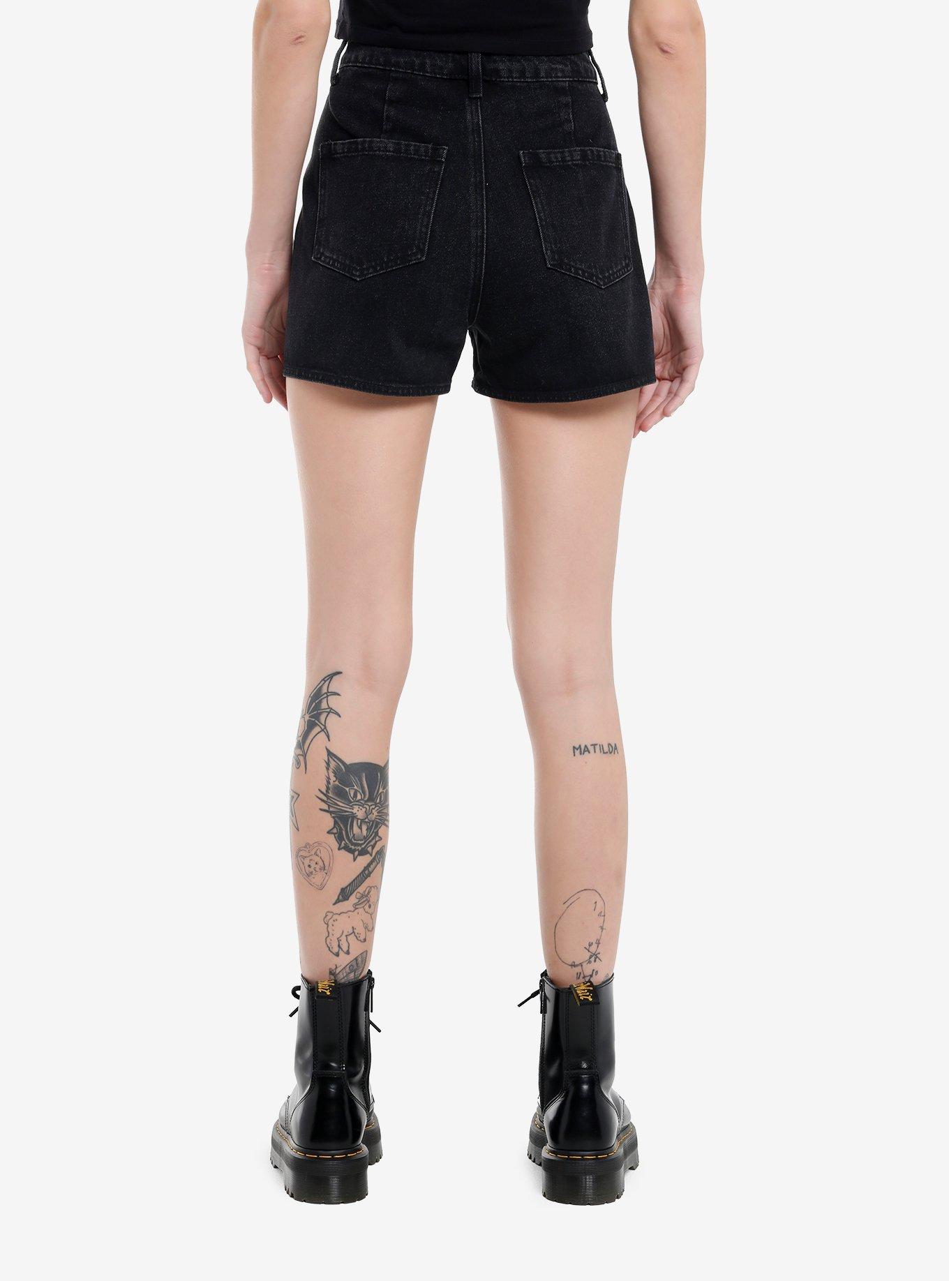 Black Denim Skort, , hi-res