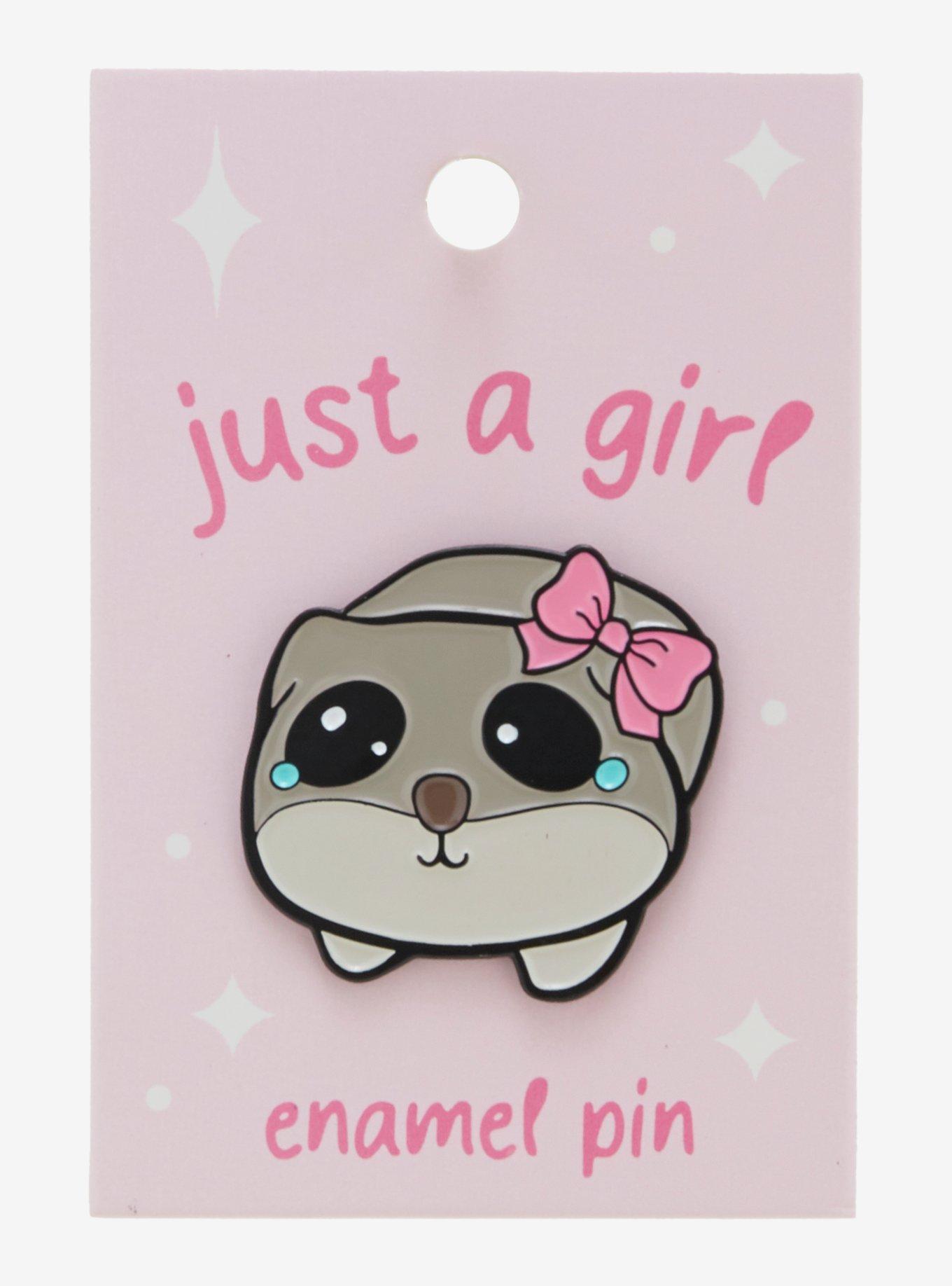 Hamster Just A Girl Enamel Pin, , hi-res
