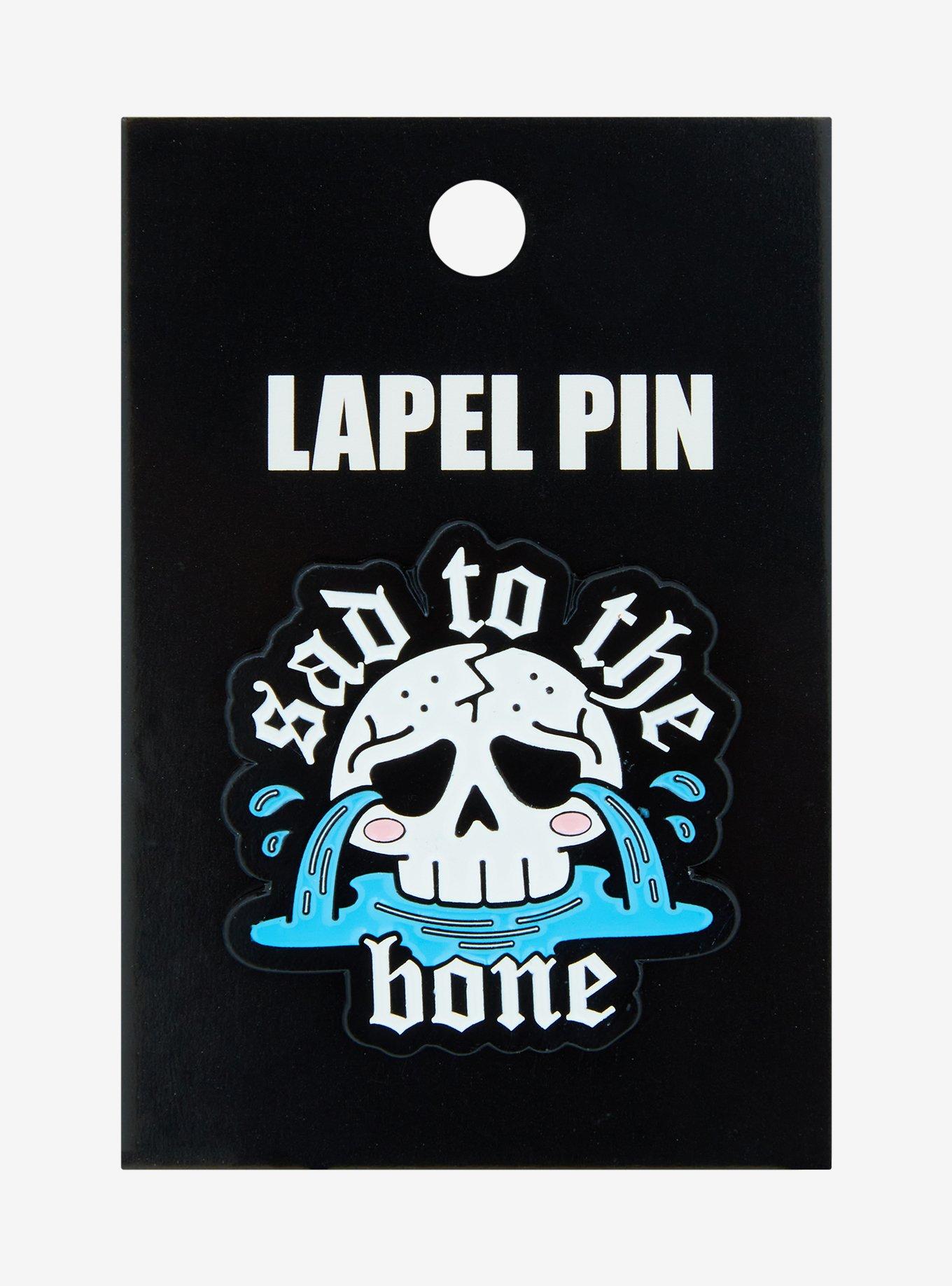 Crying Skull Sad To The Bone Enamel Pin, , hi-res