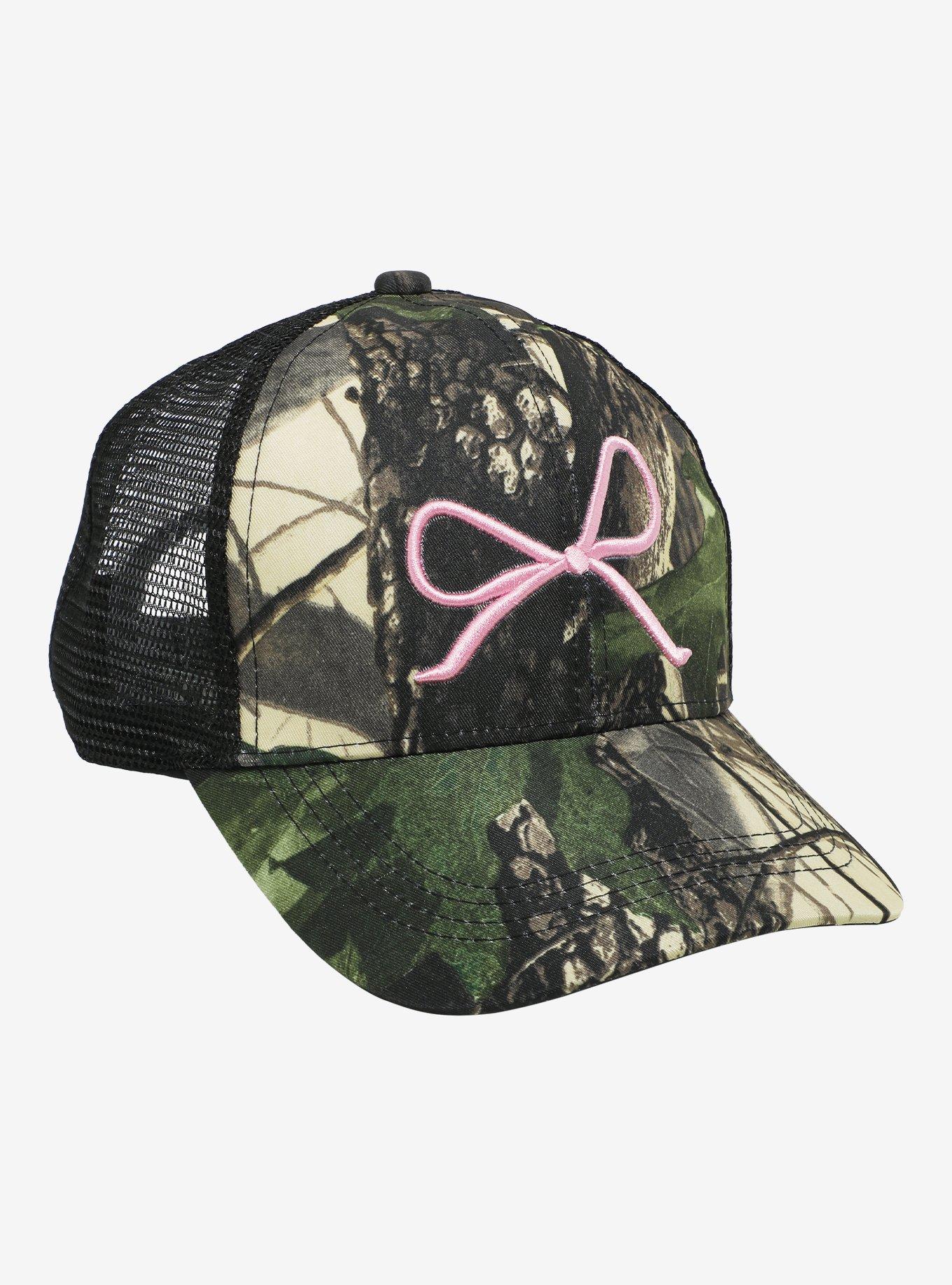 Pink Bow Camo Trucker Hat, , hi-res