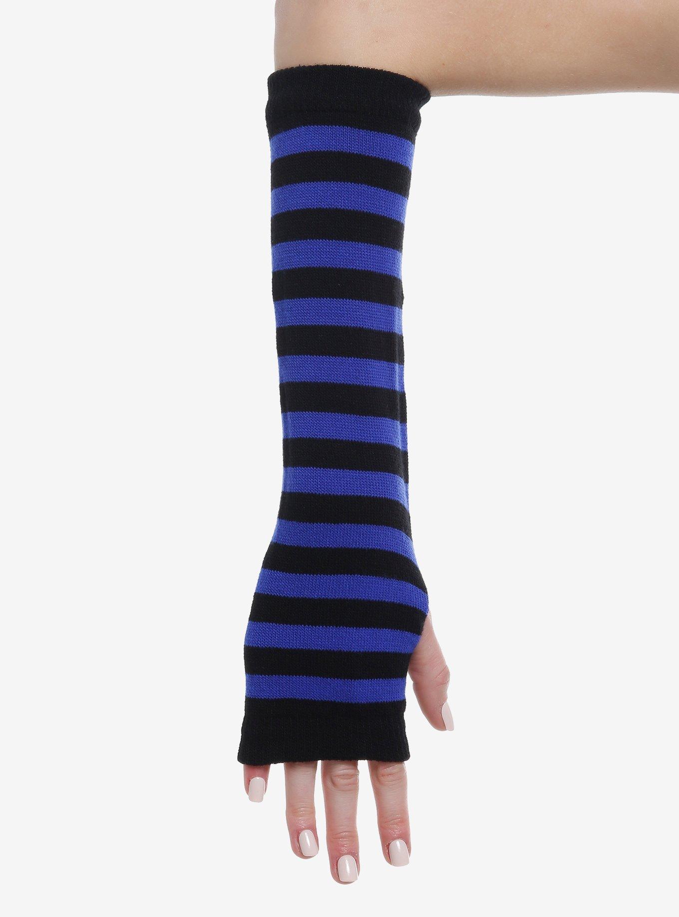 Blue & Black Stripe Arm Warmers, , hi-res