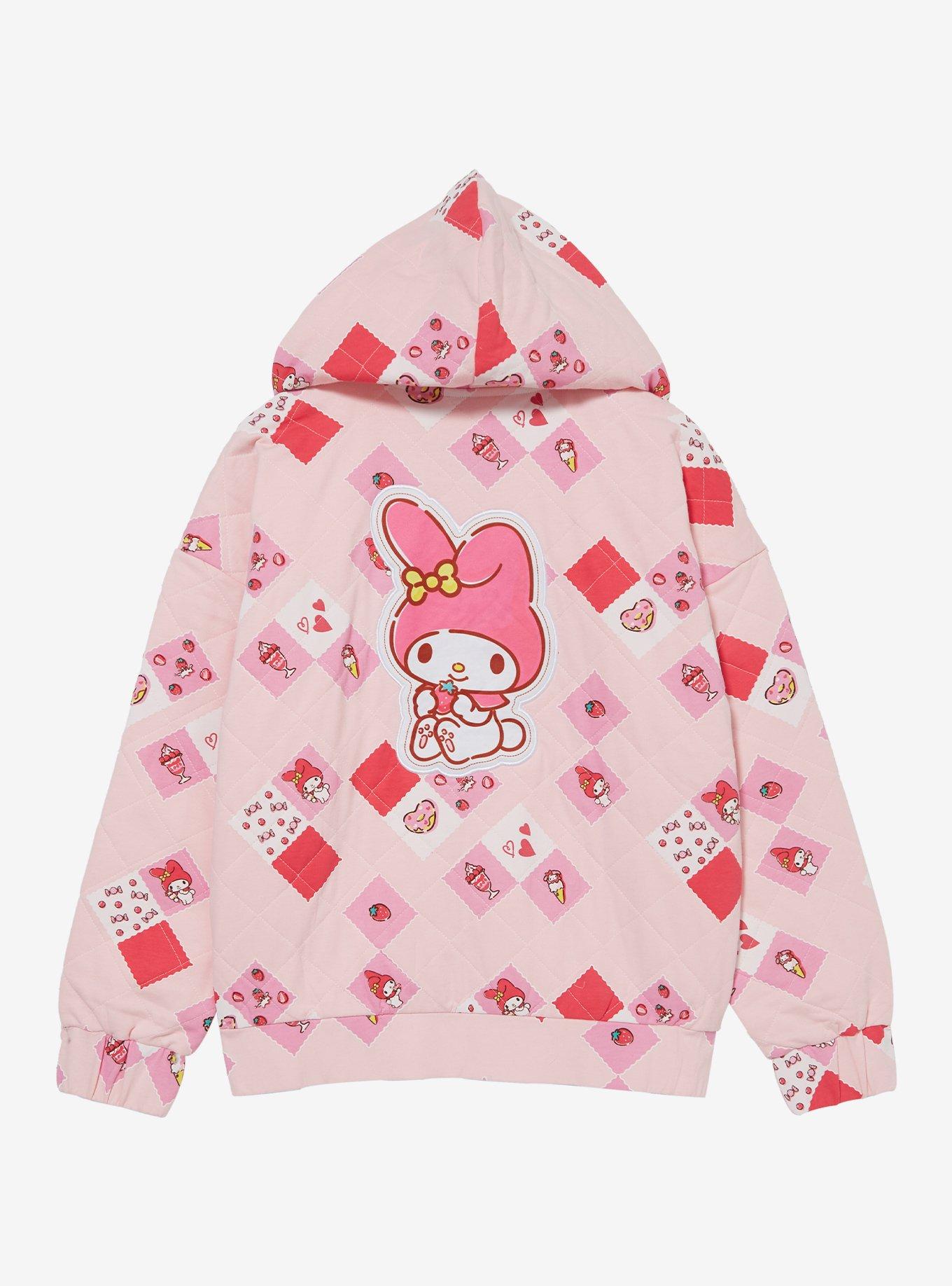 Sanrio My Melody Quilted Pink Women's Zip Hoodie, PINK, alternate