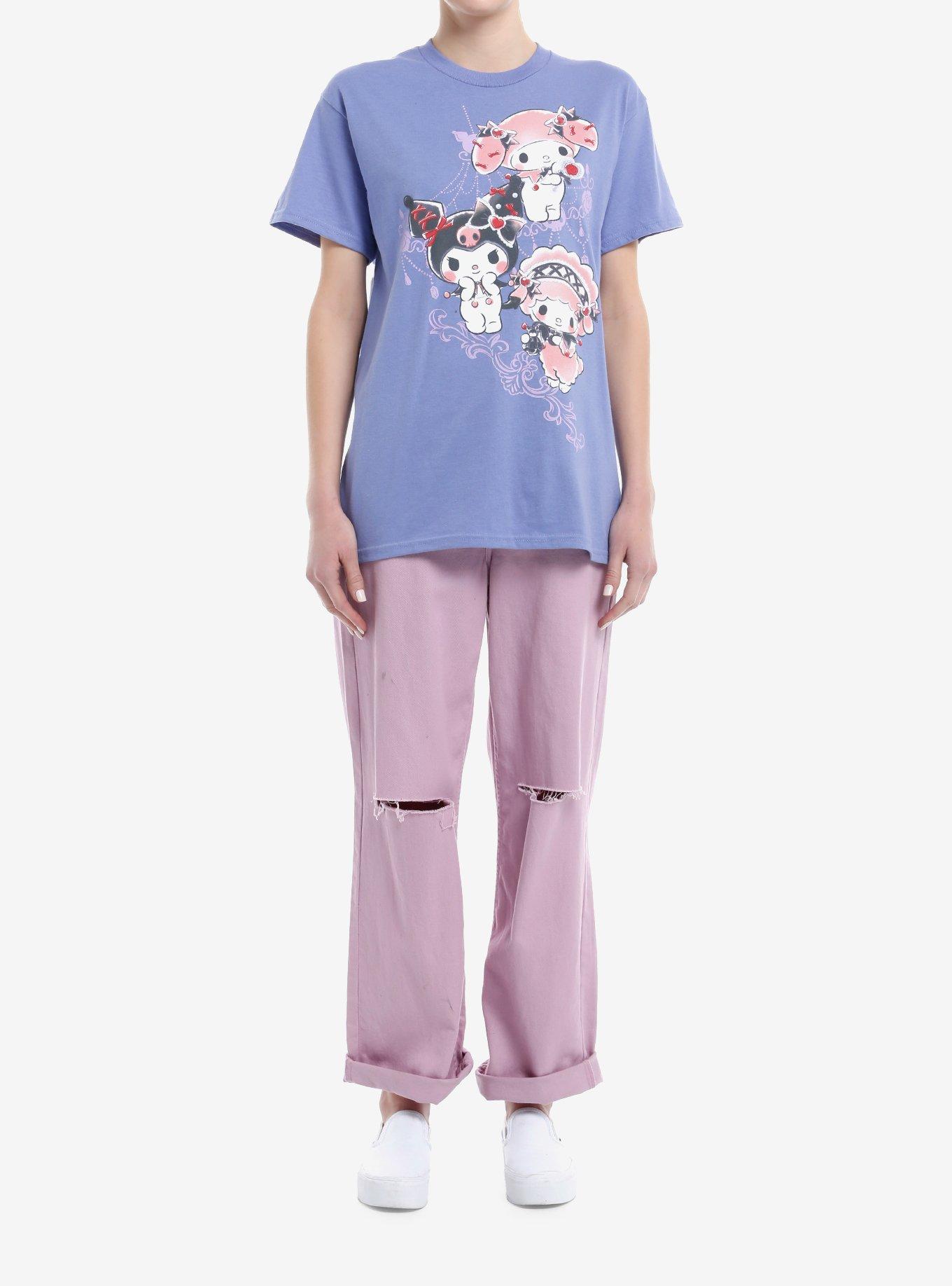 Kuromi My Melody & My Sweet Piano Boyfriend Fit Girls T-Shirt, MULTI, alternate