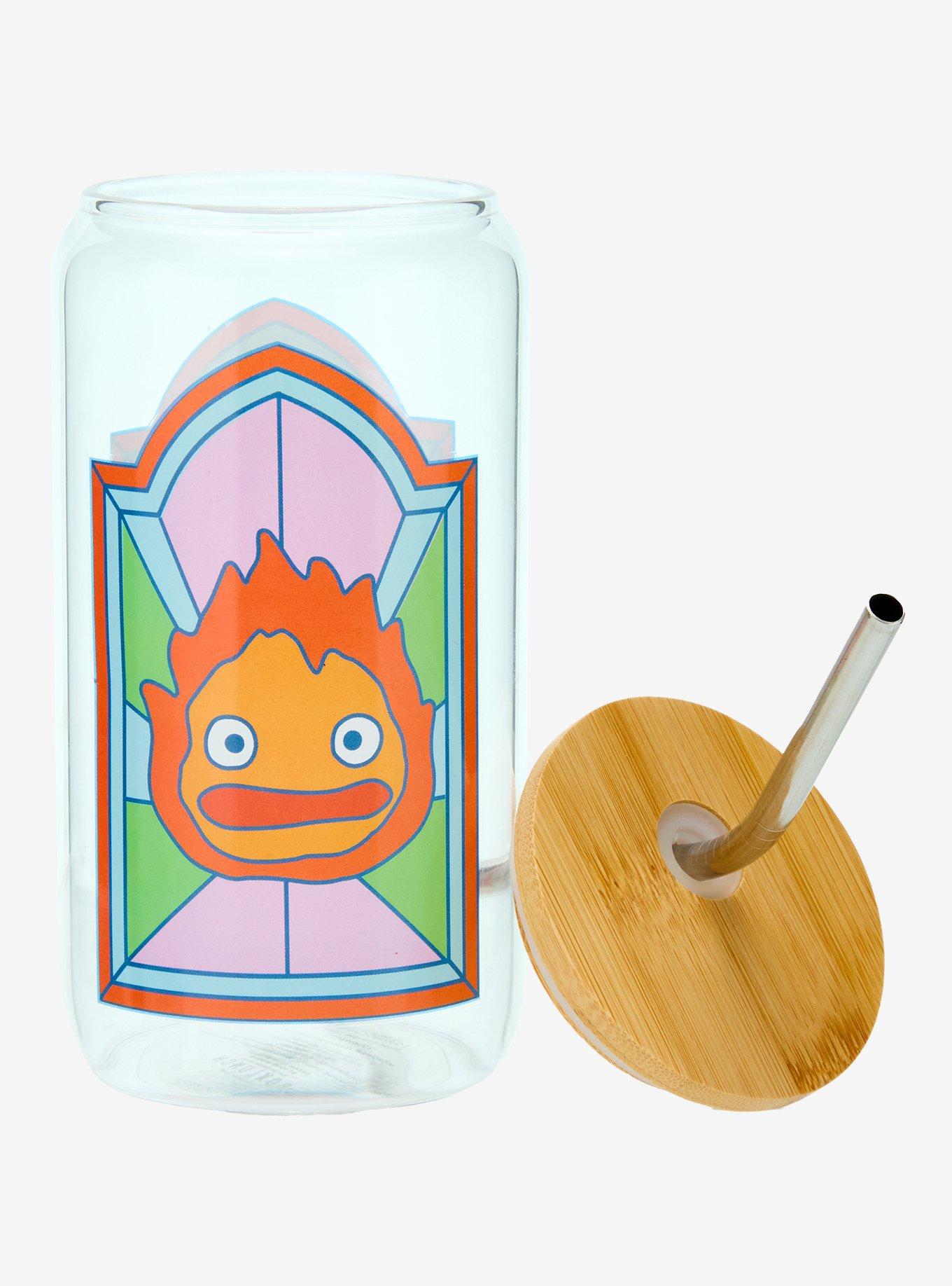 Studio Ghibli® Howl's Moving Castle Calcifer Stained Glass Portrait Glass Tumbler with Straw - BoxLunch Exclusive, , hi-res