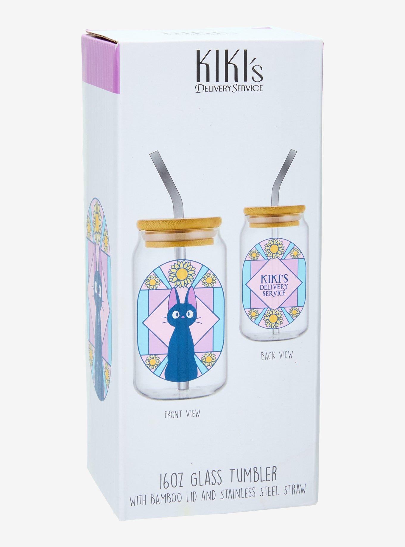 Studio Ghibli&reg; Kiki's Delivery Service Jiji Stained Glass Portrait Glass Tumbler with Straw - BoxLunch Exclusive, , alternate