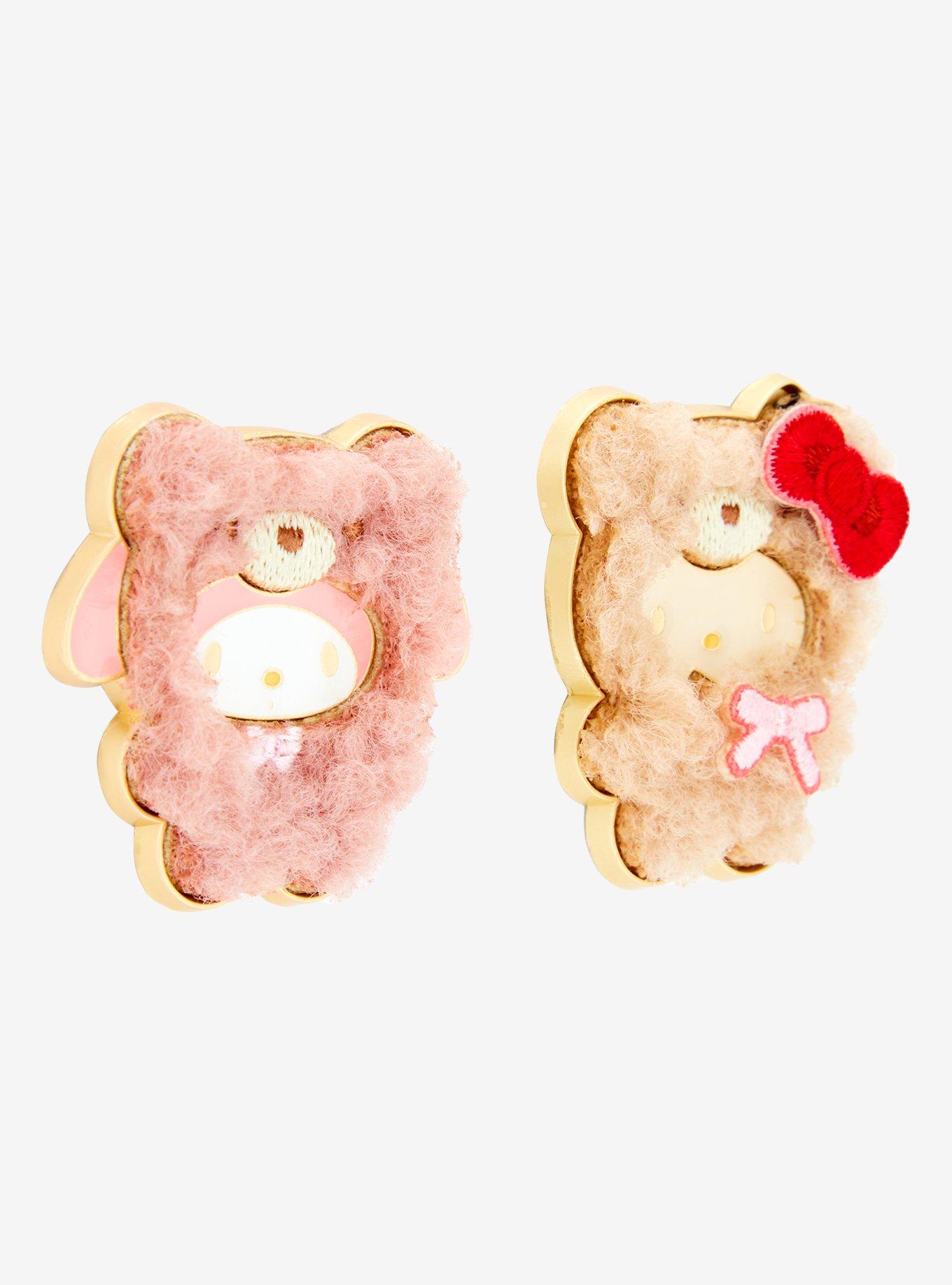 Hello Kitty And Friends Hello Kitty & My Melody Latte Bear Fuzzy Enamel Pin Set, , hi-res