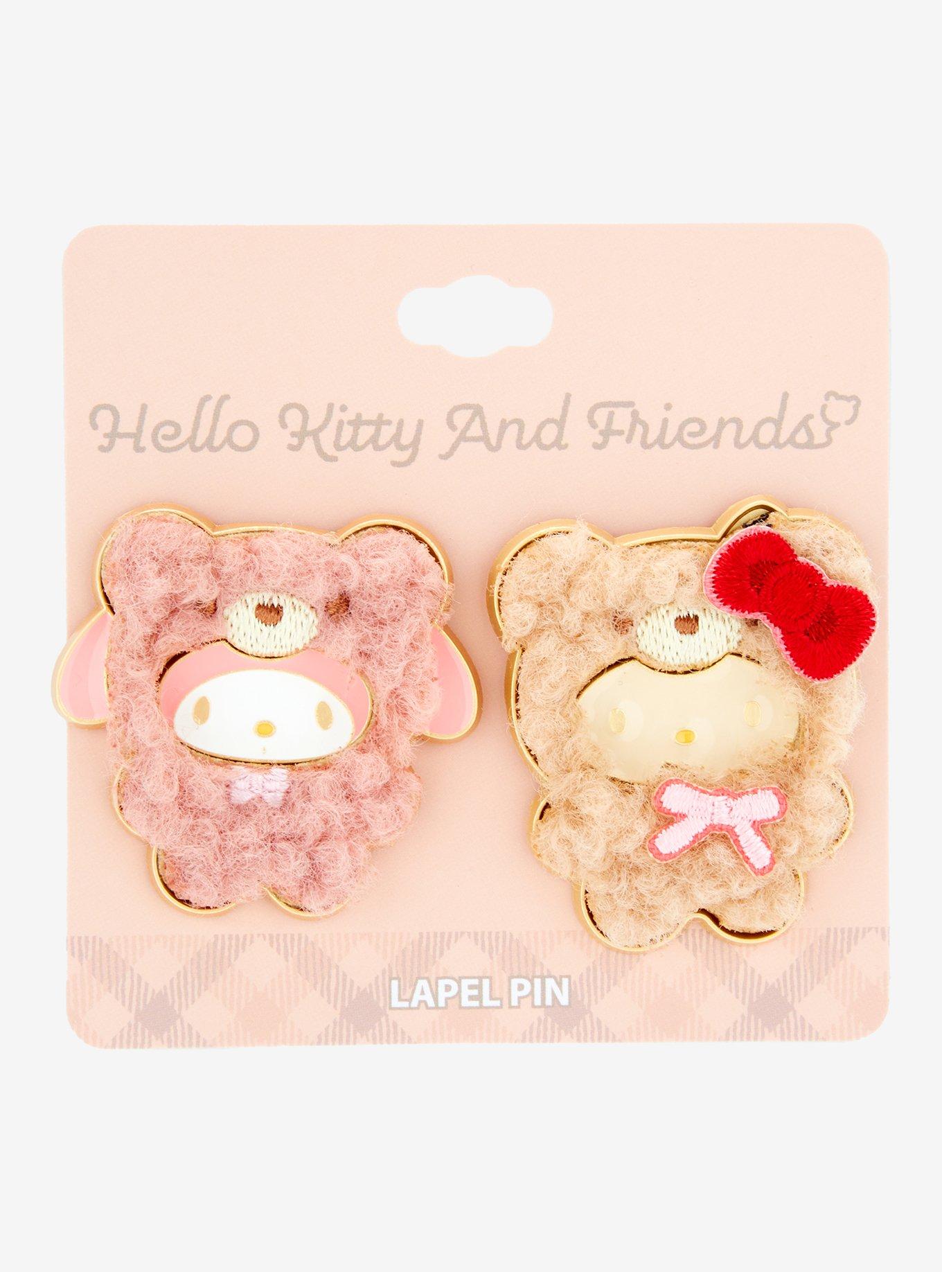 Hello Kitty And Friends Hello Kitty & My Melody Latte Bear Fuzzy Enamel Pin Set, , alternate