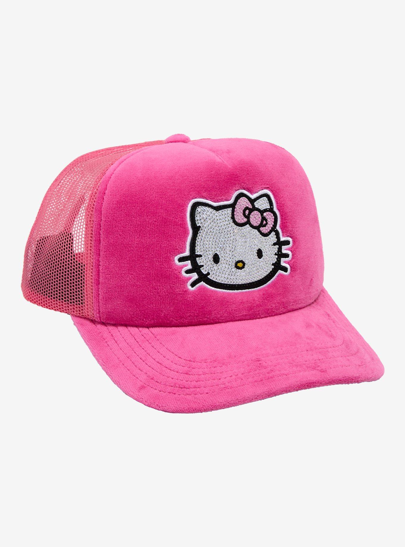 Hello Kitty Rhinestone Velour Trucker Hat, , hi-res