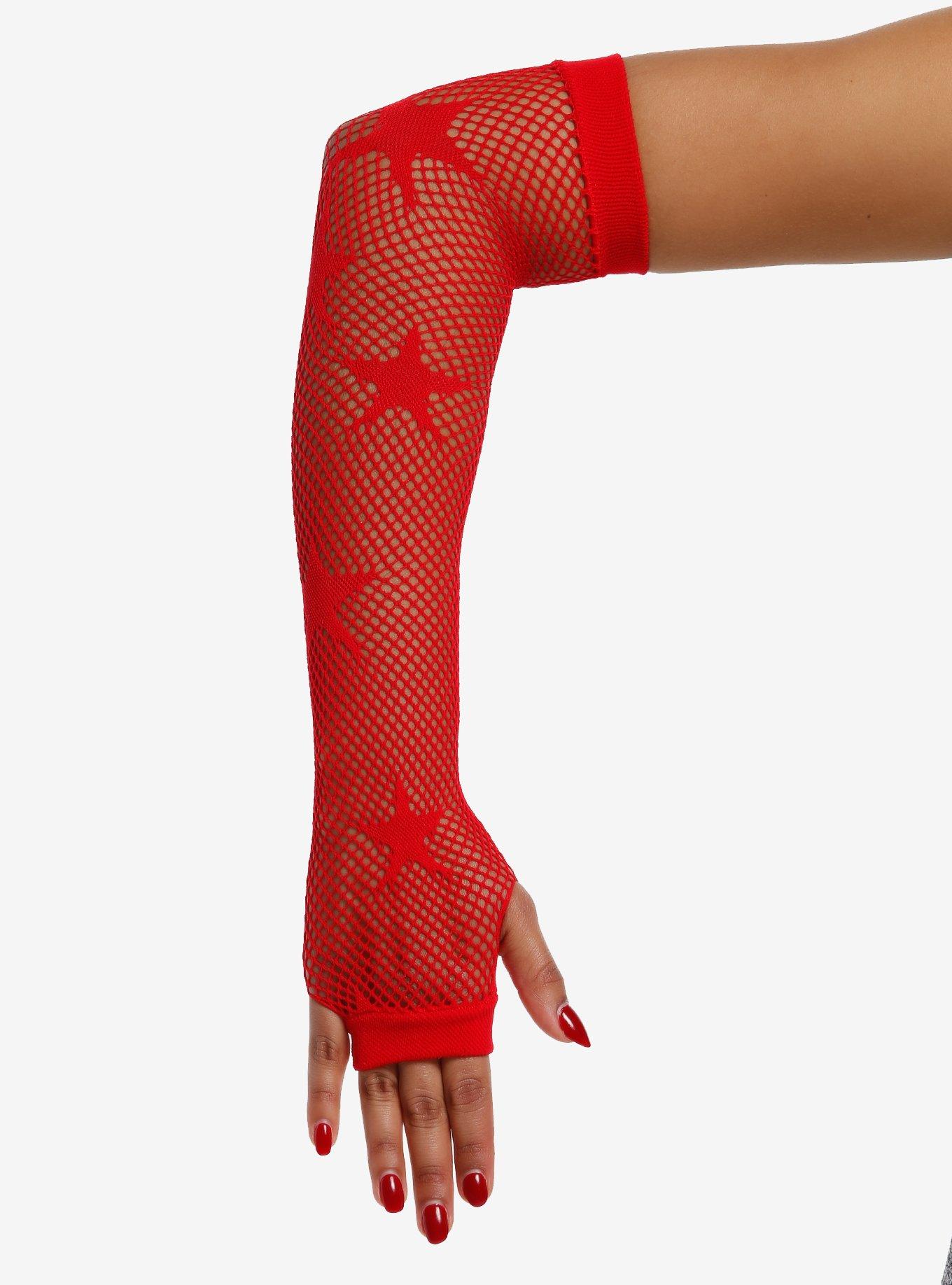 Red Star Fishnet Arm Warmers, , hi-res