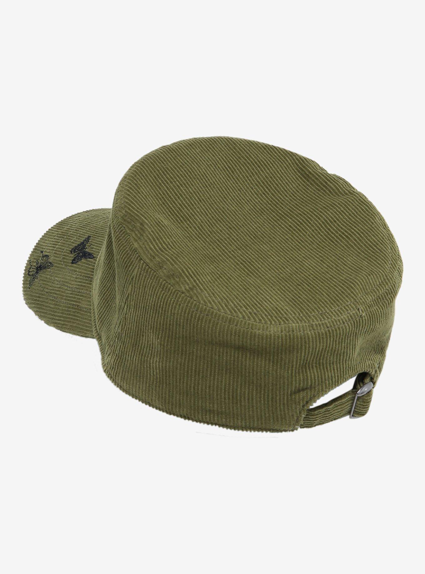 Green Corduroy Grunge Butterfly Cadet Hat, , hi-res