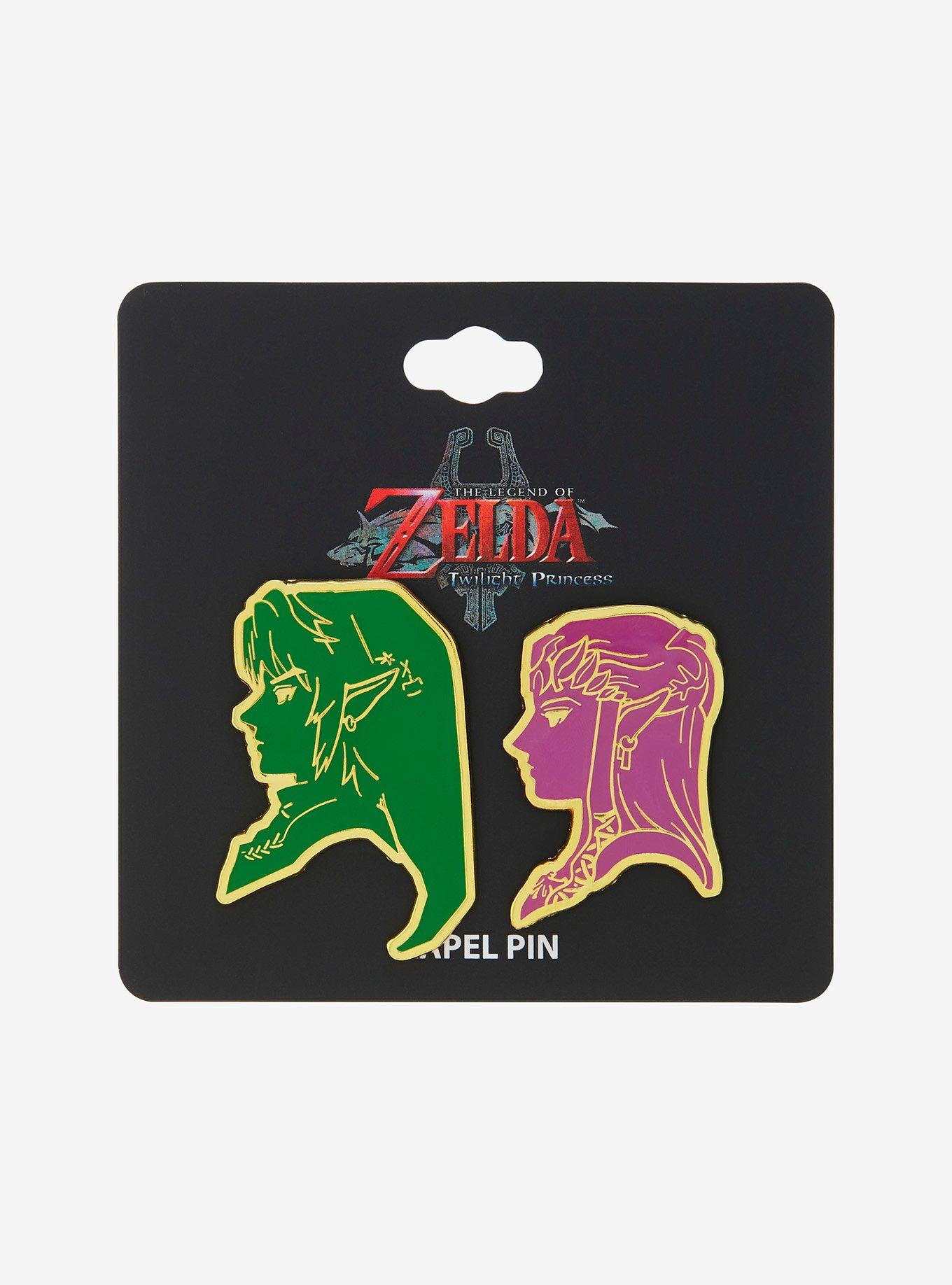 The Legend Of Zelda Link & Zelda Profile Enamel Pin Set, , hi-res