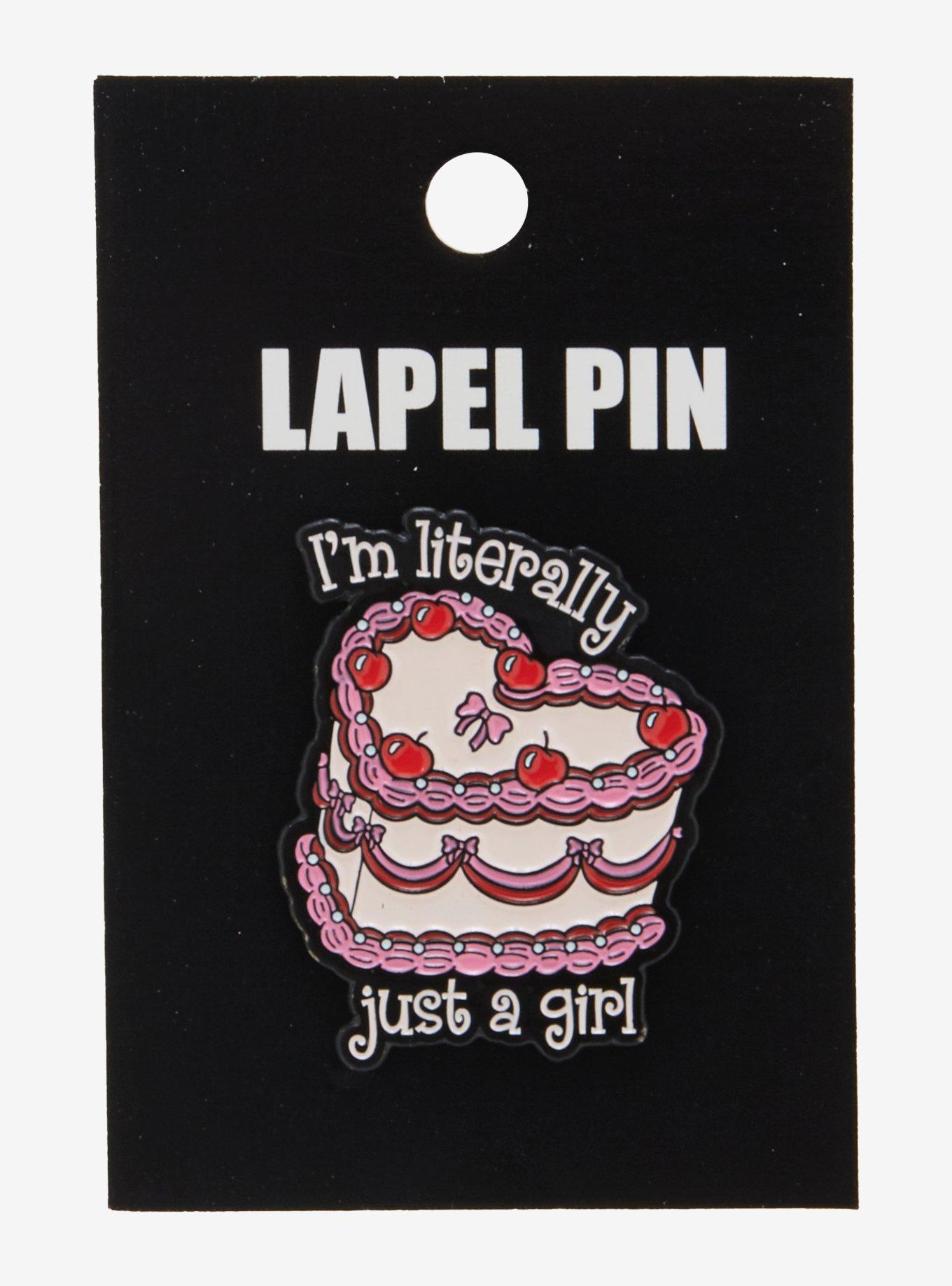 Just A Girl Cake Enamel Pin, , alternate