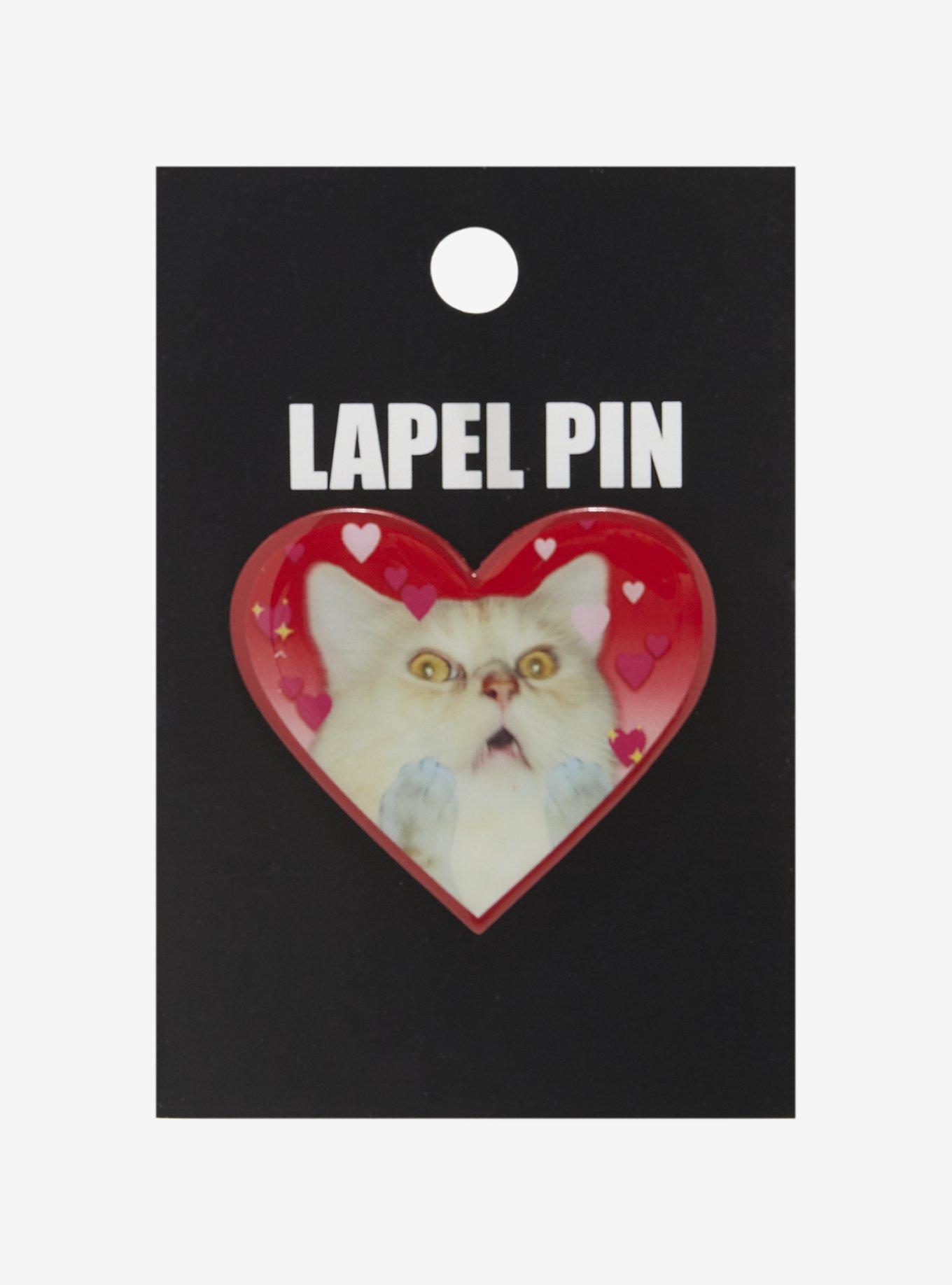 Cat Heart Resin Enamel Pin, , hi-res