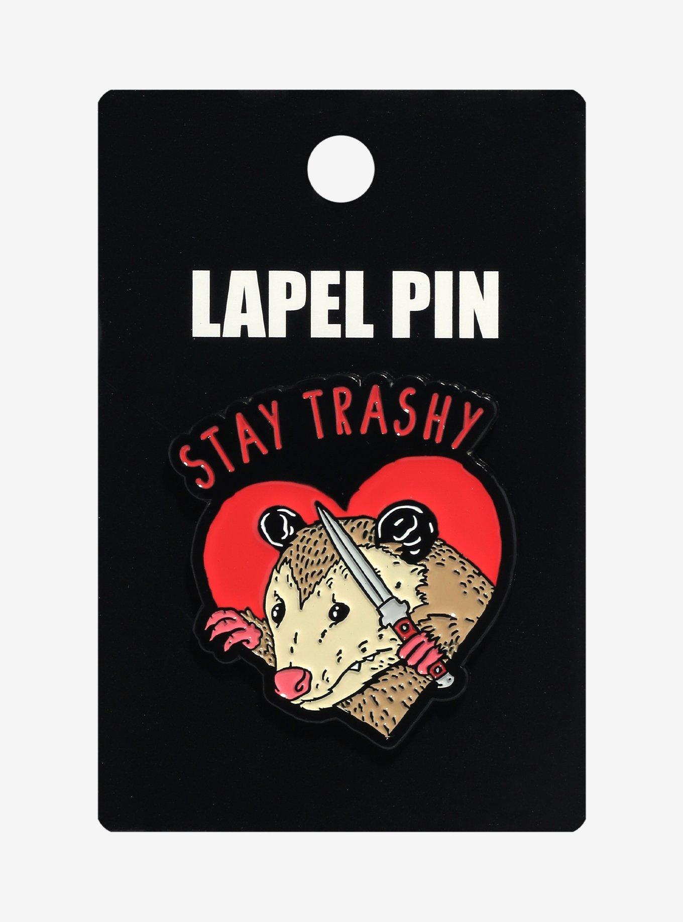 Possum Stay Trashy Heart Enamel Pin, , hi-res