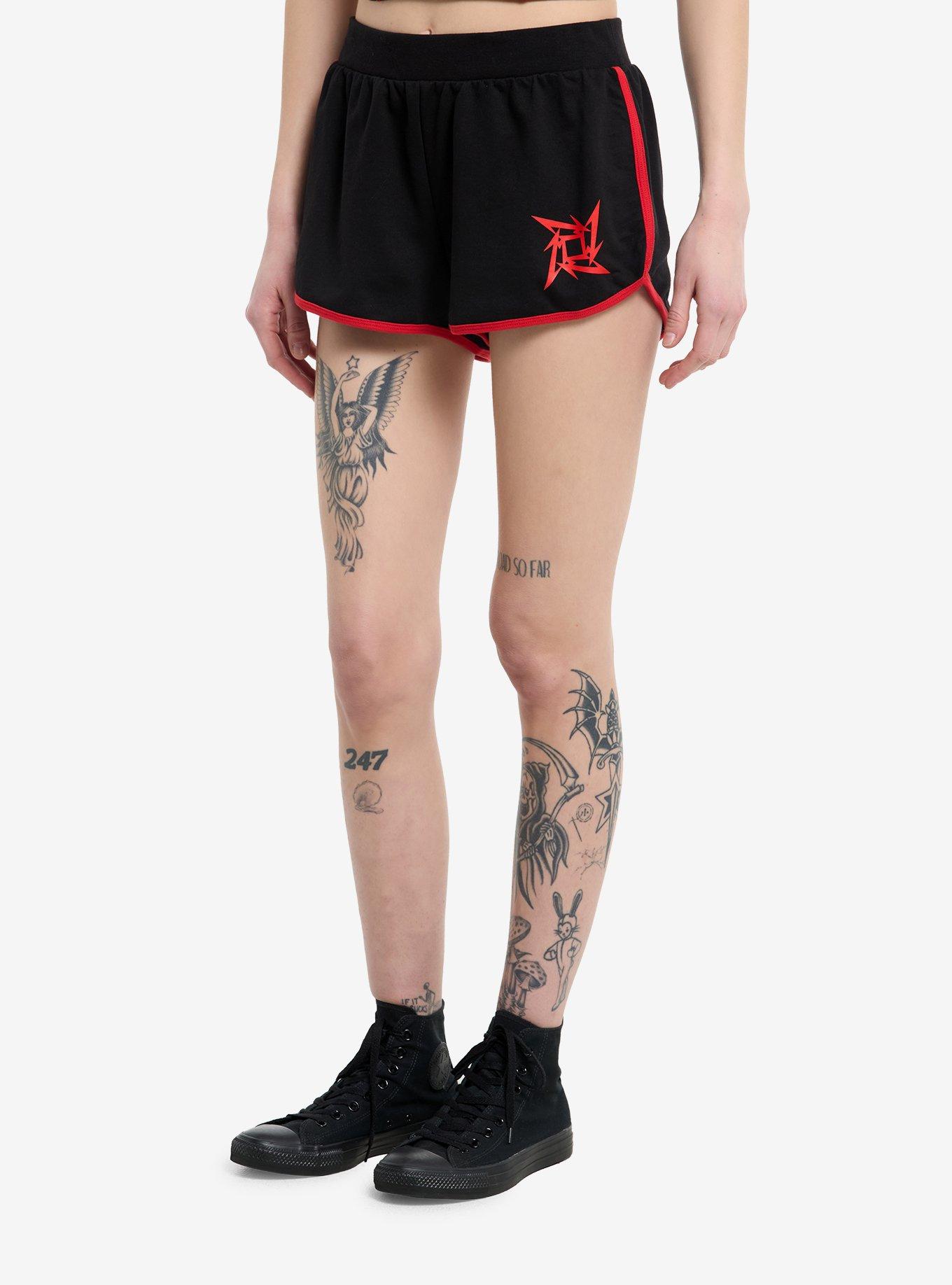 Metallica Black & Red Logo Girls Soft Shorts, BLACK, alternate