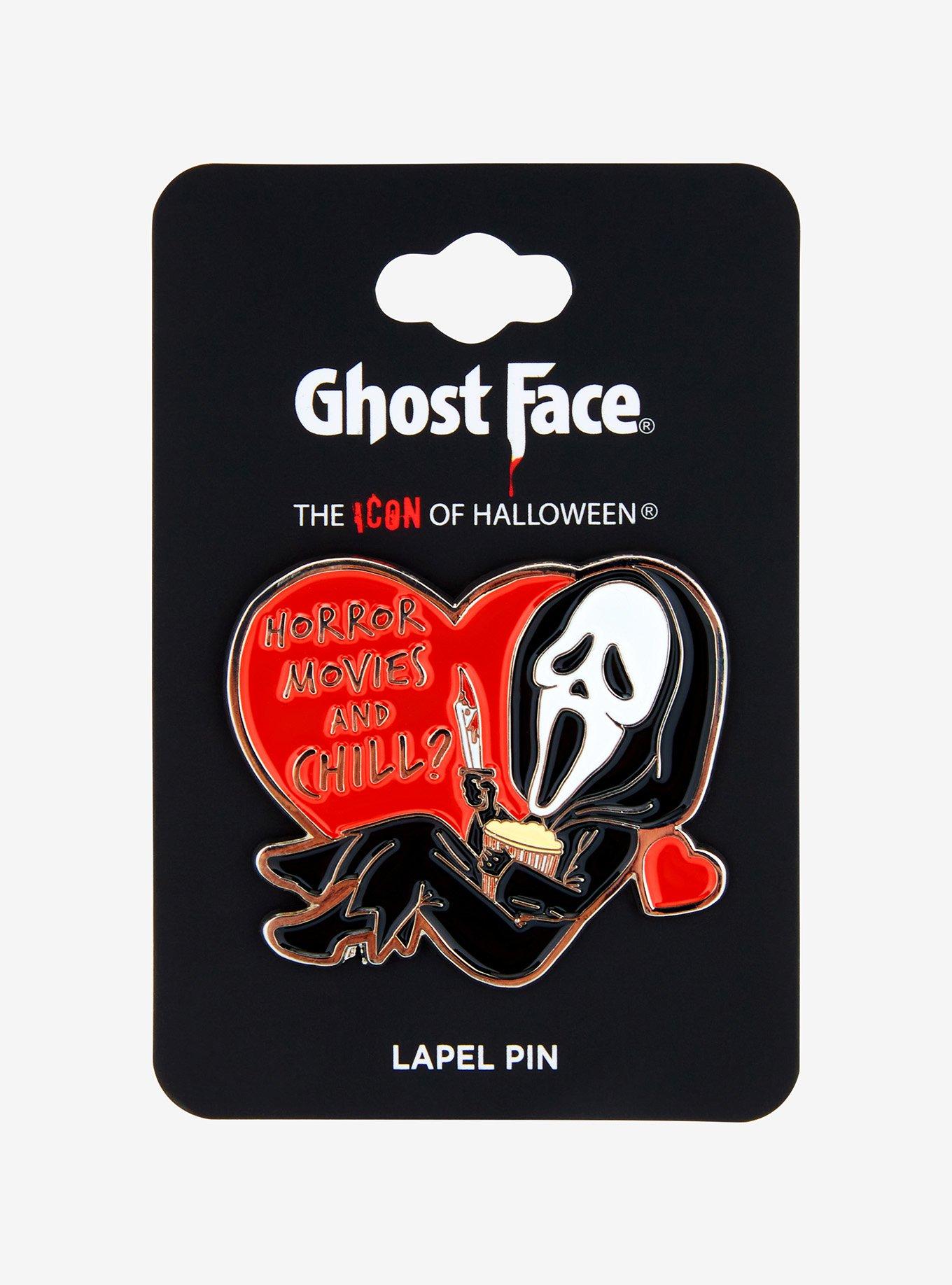 Ghost Face Horror Movies & Chill Heart Enamel Pin, , hi-res