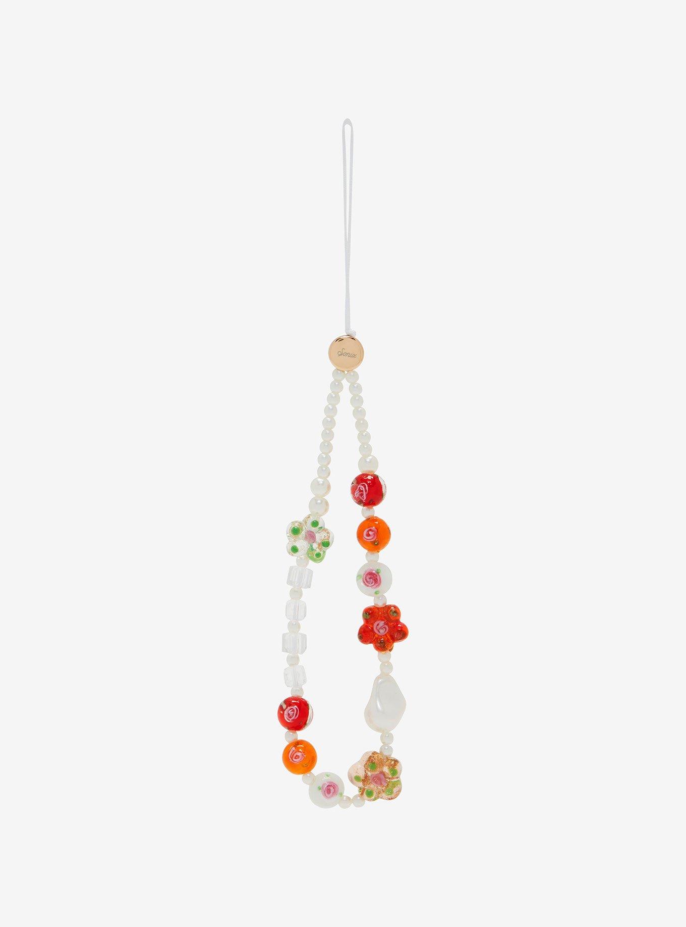 Sonix Roses & Pearls Beaded Phone Charm, , hi-res