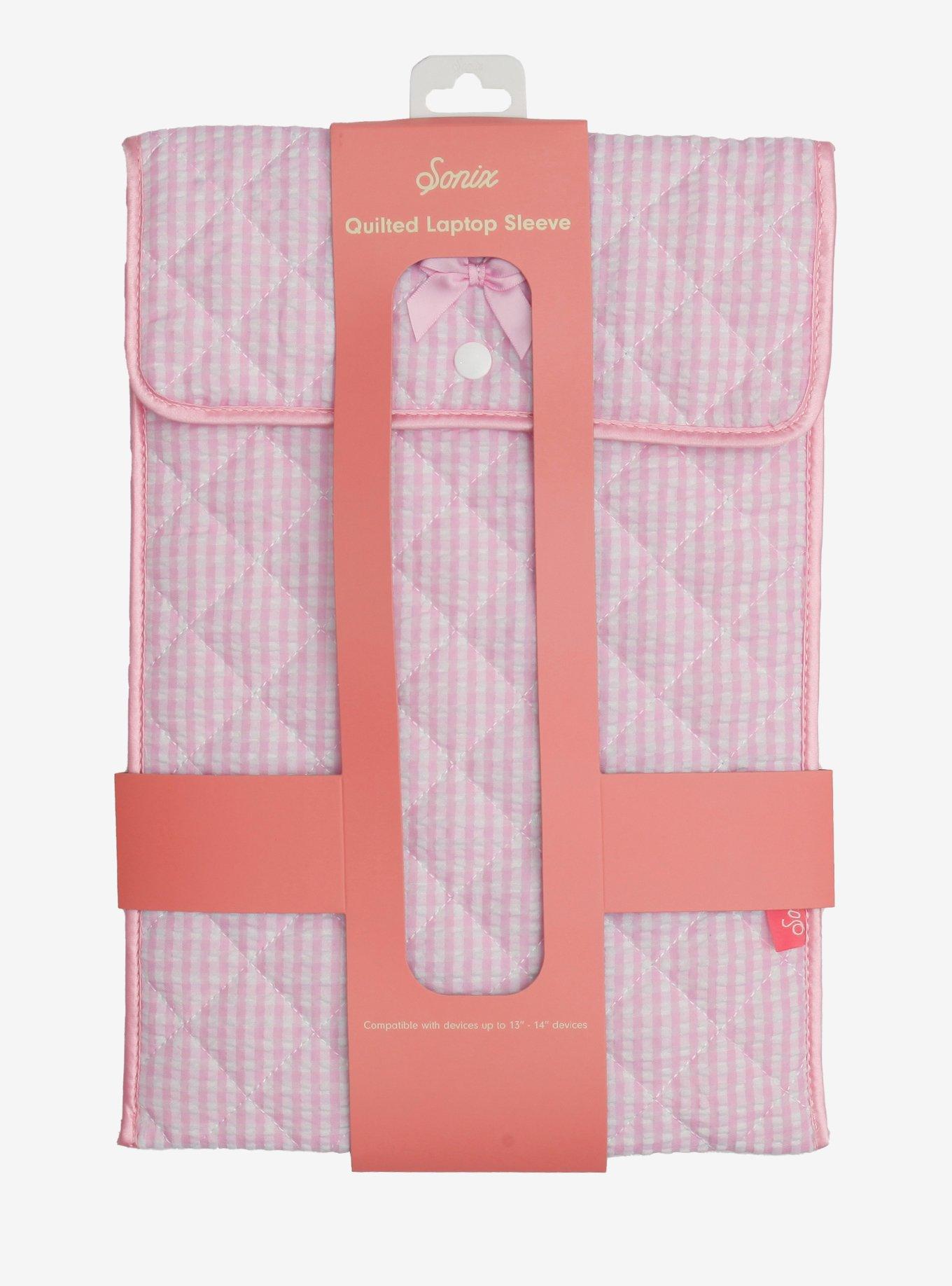 Sonix Pink Gingham Quilted Laptop Sleeve, , alternate
