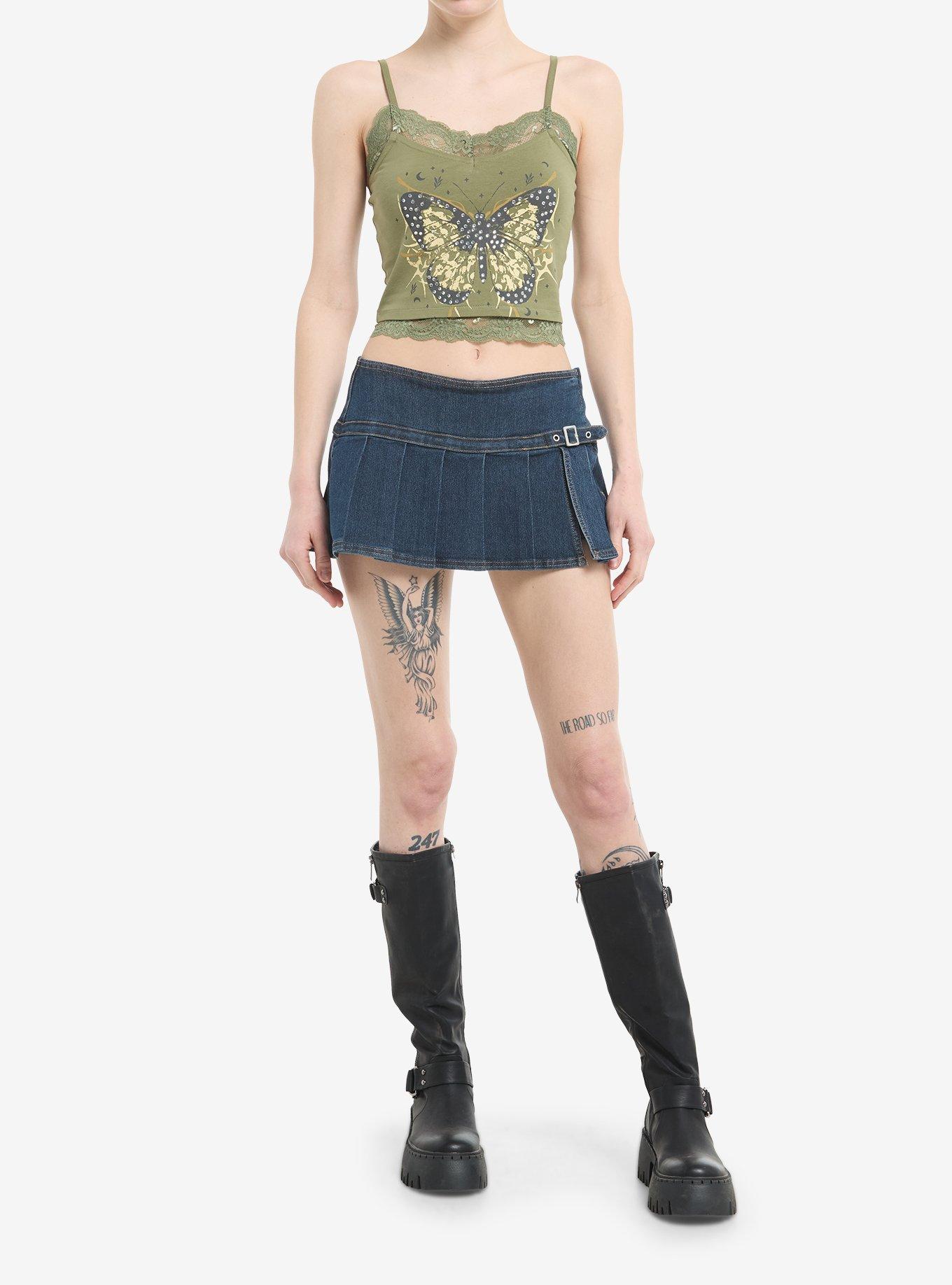 Thorn & Fable Green Butterfly Lace Girls Cami, , hi-res